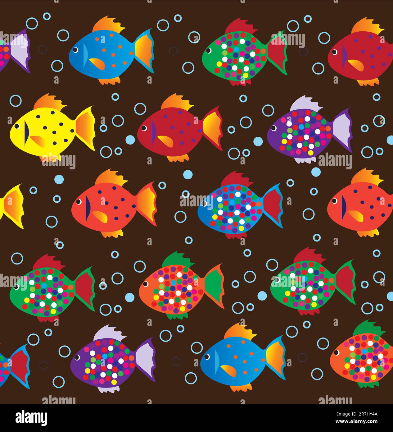 vektordarstellung des Hintergrunds mit Fischen und Blasen Stock Vektor