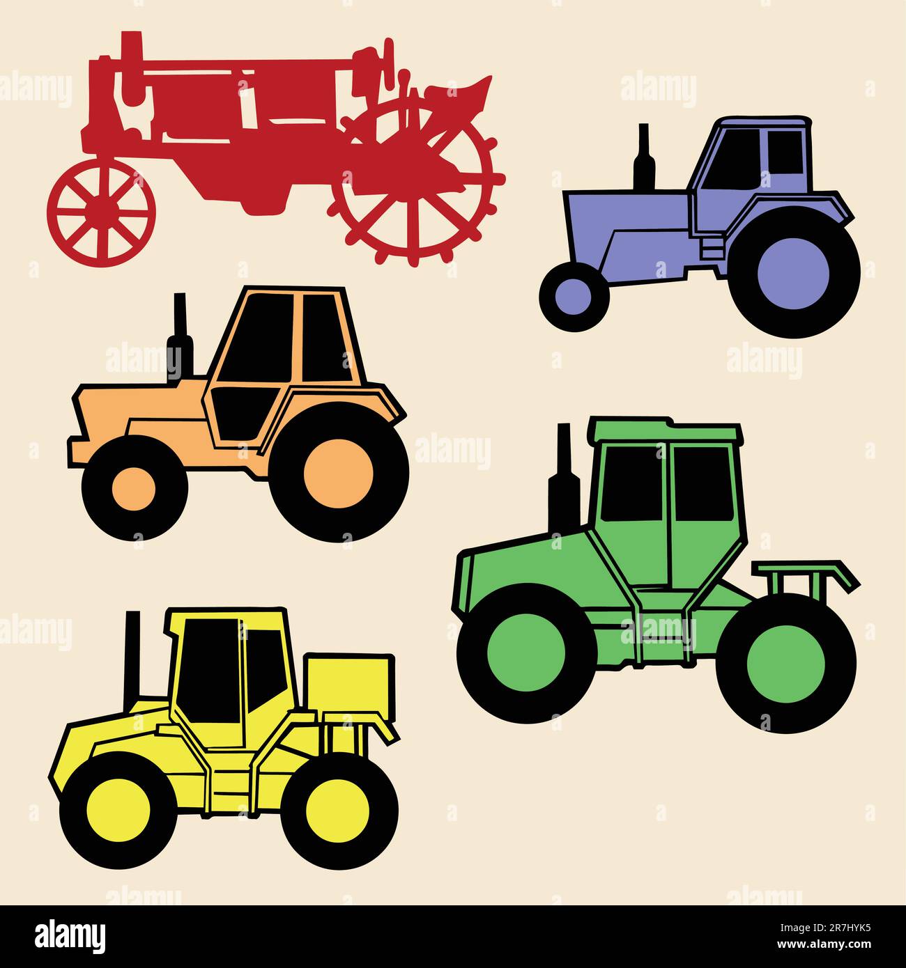 Vektor-Traktor auf weißem Hintergrund festlegen Stock Vektor