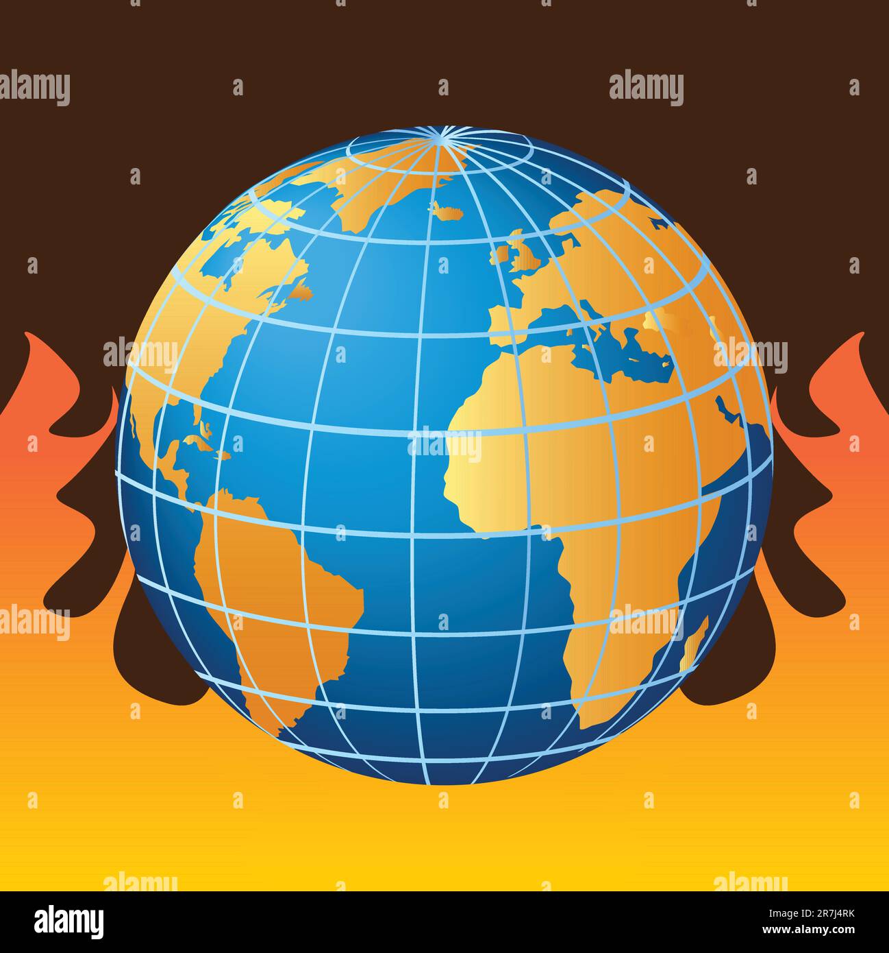 Die Erde brennt, die globale Erwärmung Stock Vektor