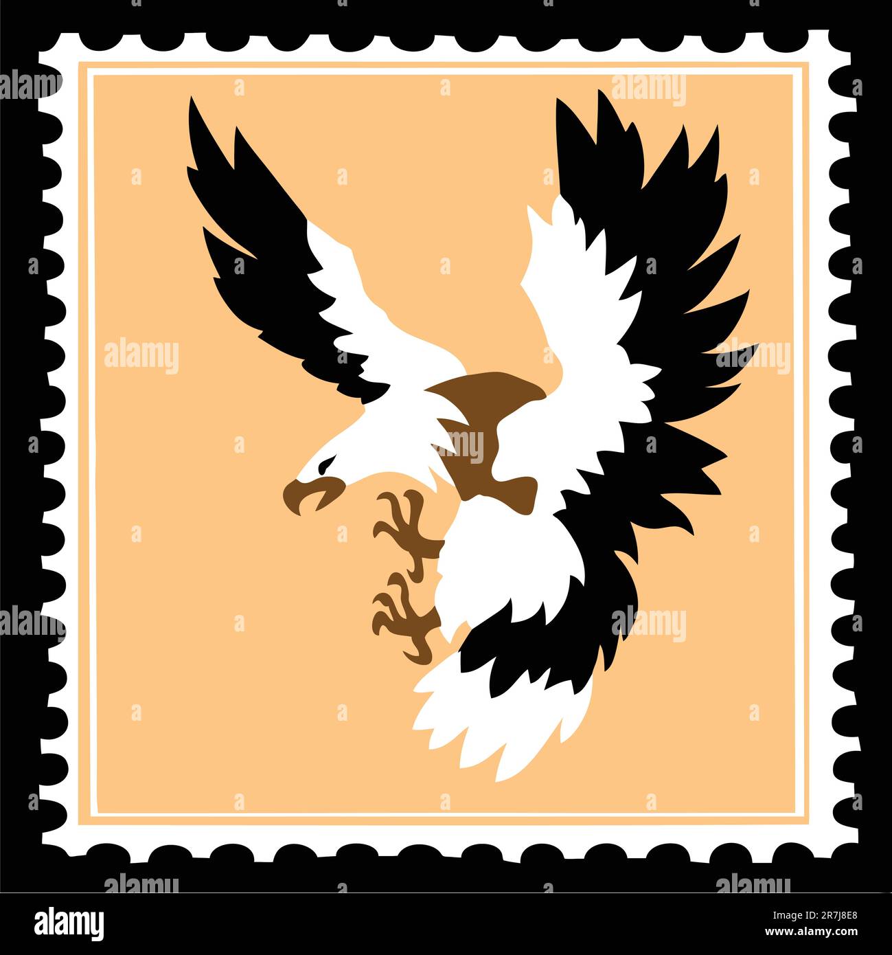 Vektor-Silhouette der gefräßige Vögel auf Briefmarken Stock Vektor