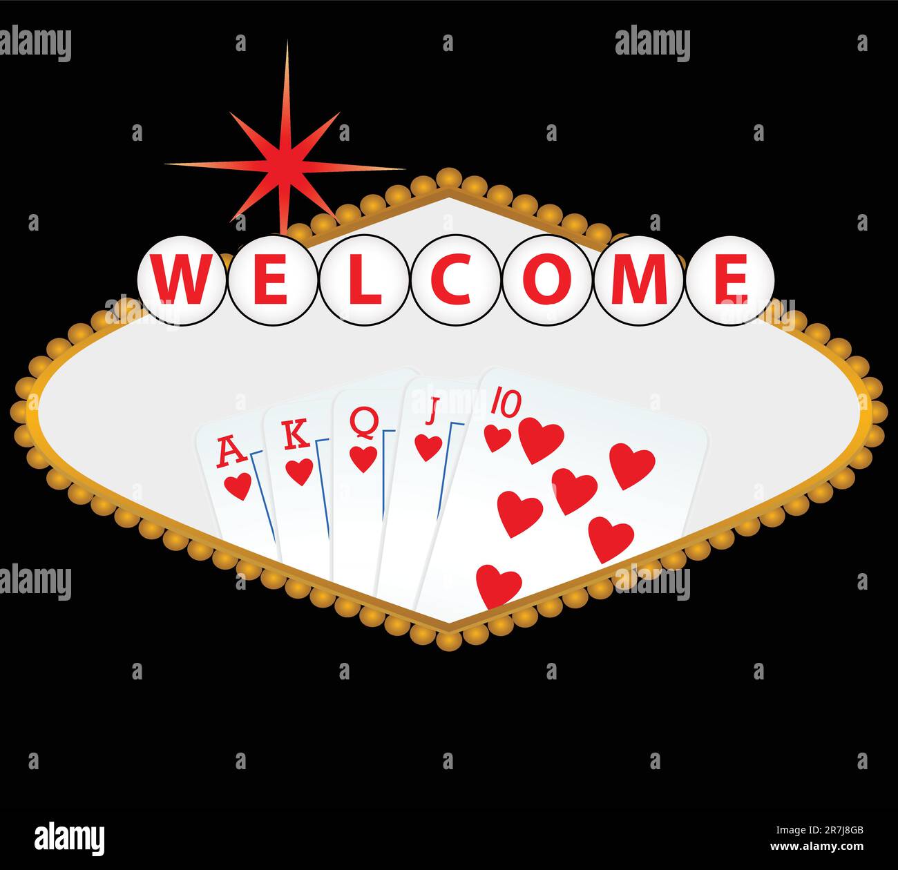 "Willkommen in Las Vegas"-Schild mit Royal Flush Stock Vektor "Willkommen in Las Vegas"-Schild mit Royal Flush Stock Vektor