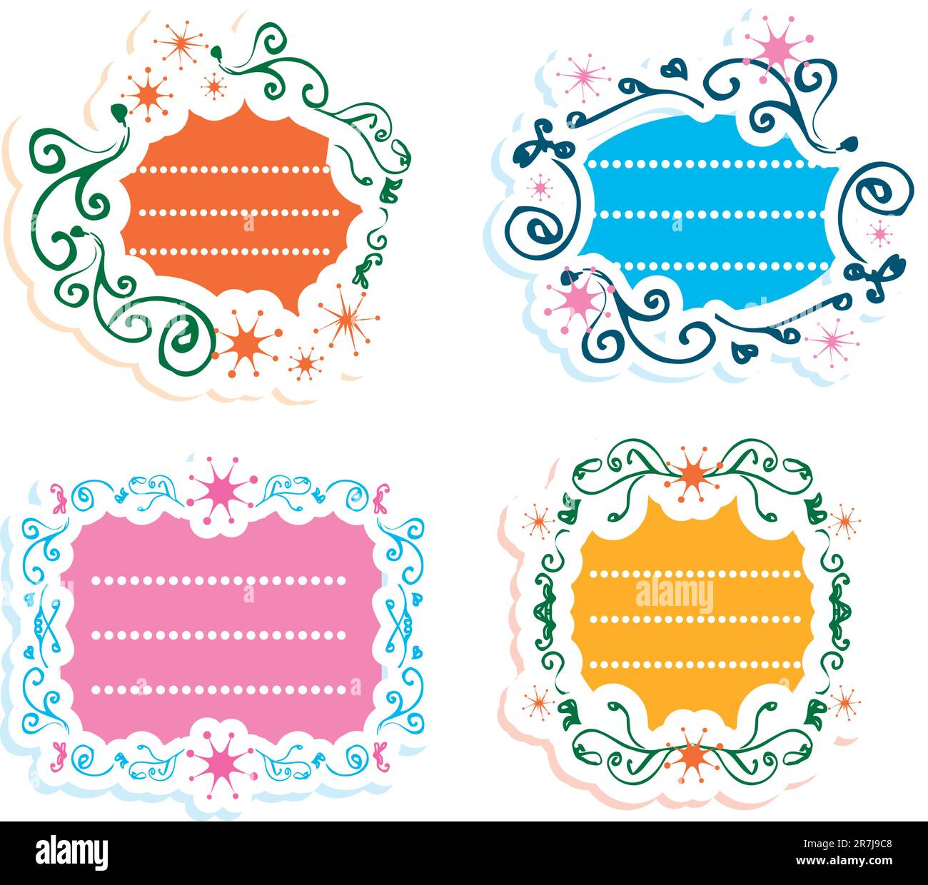 Etiketten im Retro-Stil mit unbedruckten Rahmen im Vintage-Stil Stock Vektor