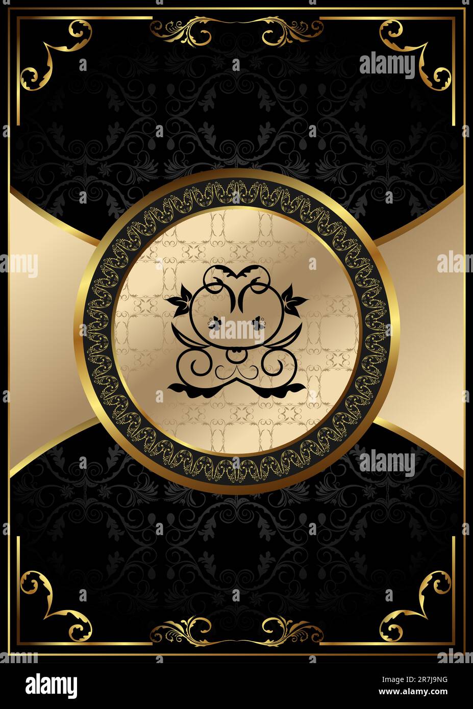 Abbildung: Kunstvoller Hintergrund mit goldenem, luxuriösem, gerahmtem Etikett – Vektor Stock Vektor