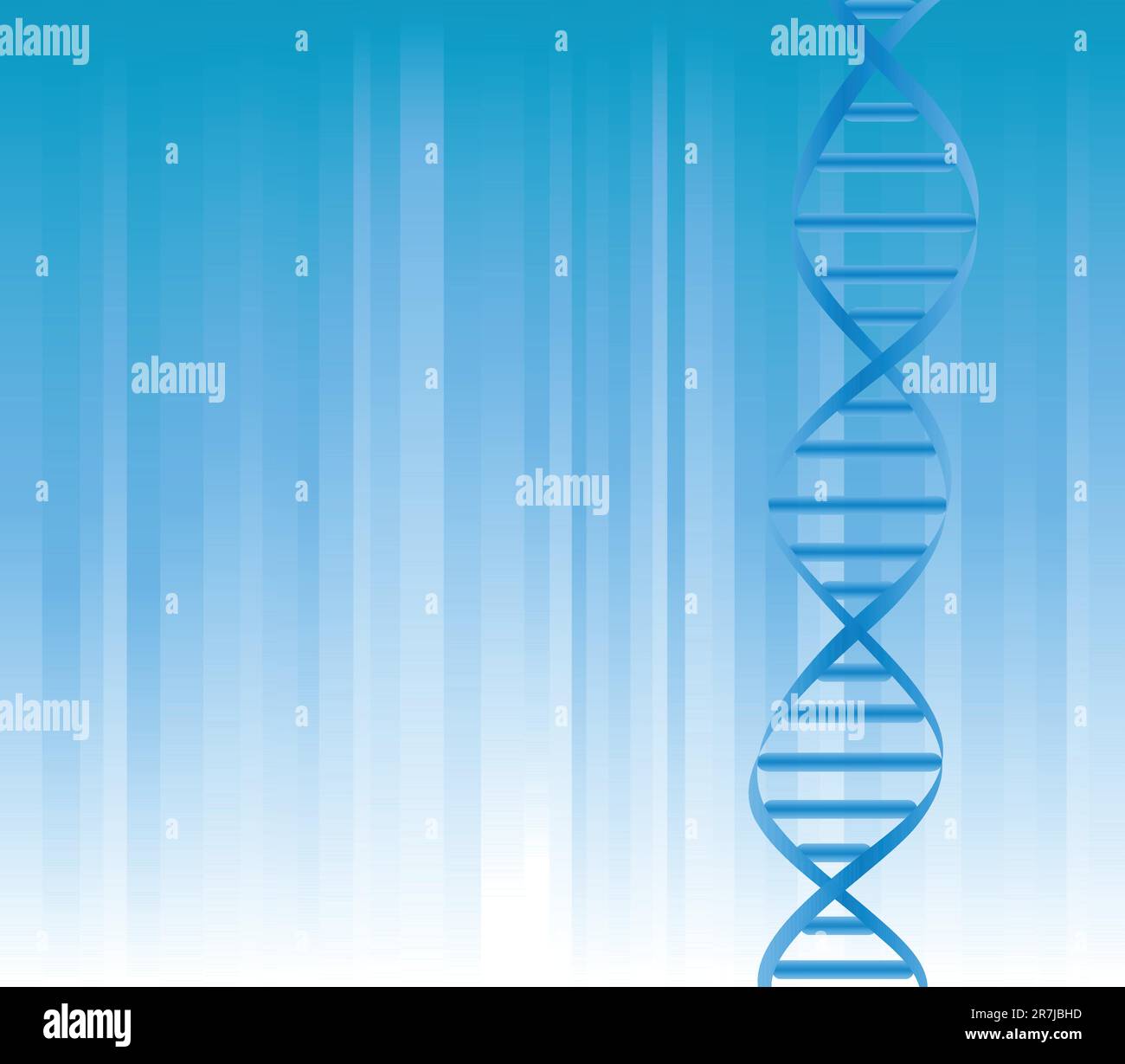 DNA-Strang auf blauem Hintergrund mit Copyspace Stock Vektor