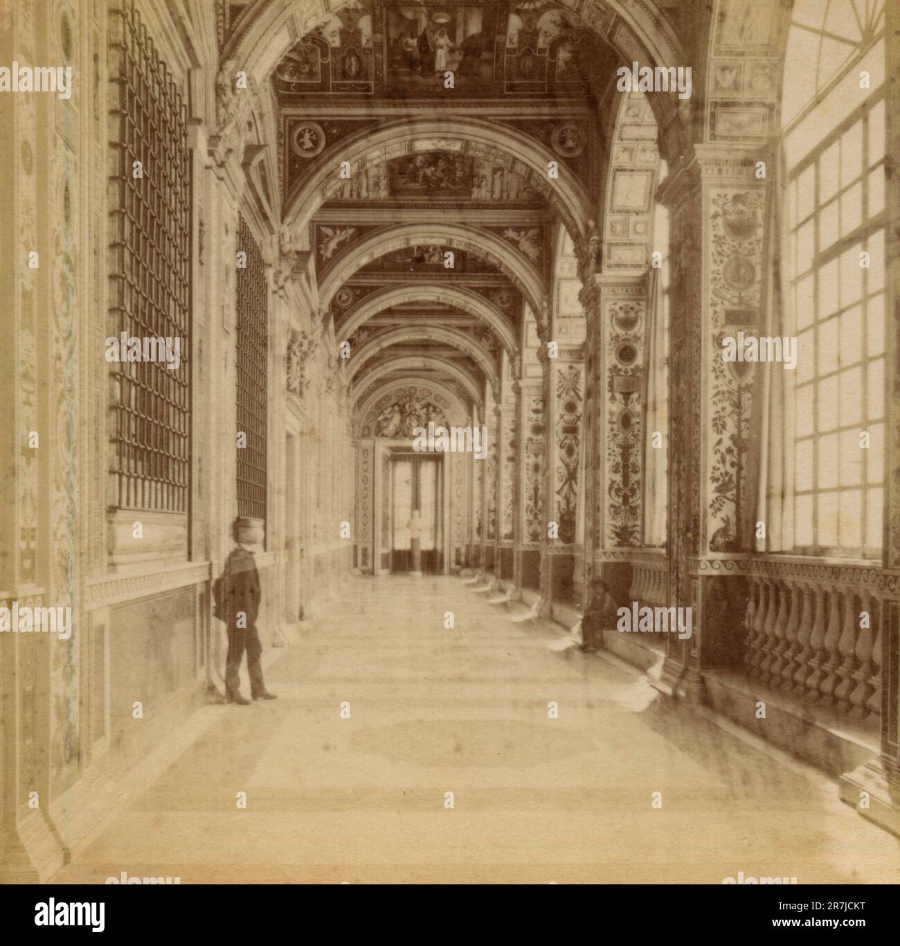 Innenansicht der Vatikanischen Loggias, auch bekannt als Loggioni, Vatikanstadt 1880er Stockfoto