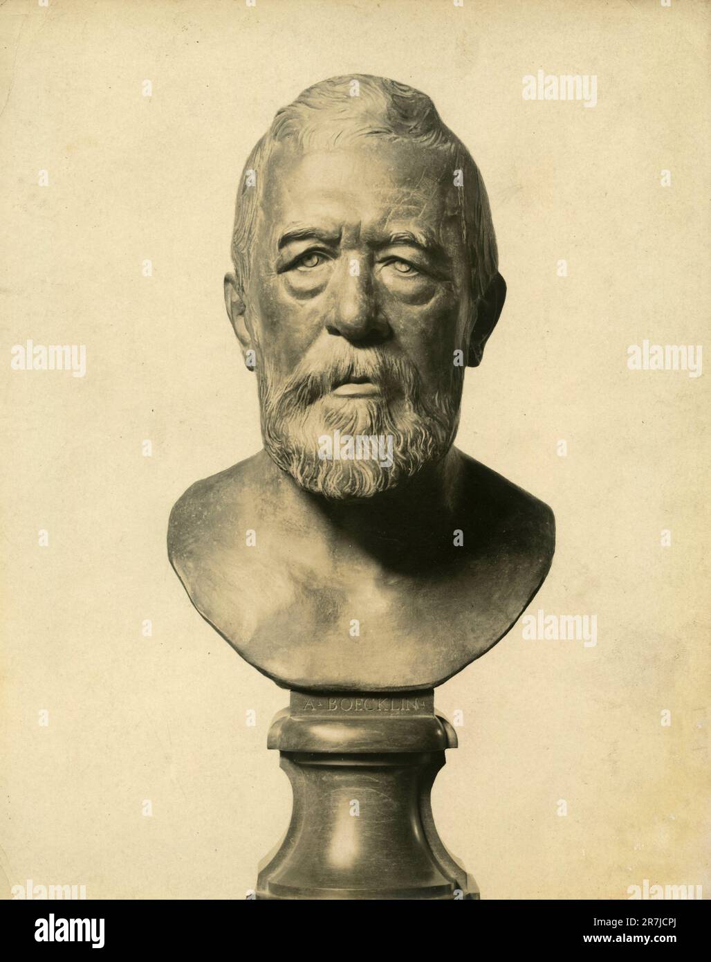 Büste des Schweizer Malers Arnold Boecklin, Kunstwerk des deutschen Bildhauers Adolf von Hildefìdrand, Deutschland 1904 Stockfoto