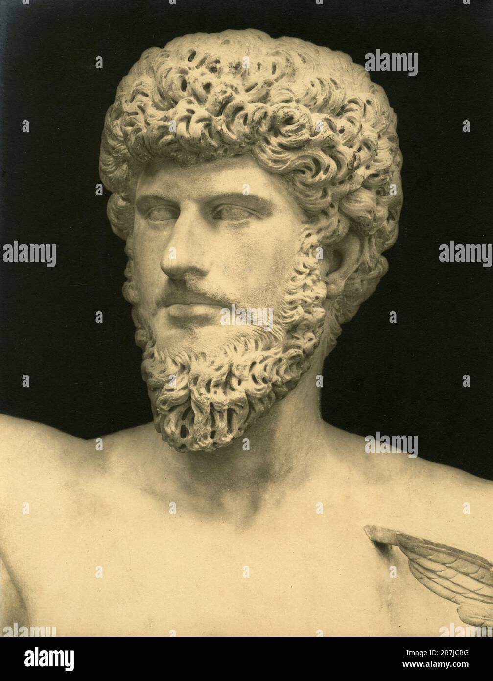 Antiker Marmorkopf des römischen Kaisers Lucius Verus, Vatikanmuseum, Italien 1900er Stockfoto