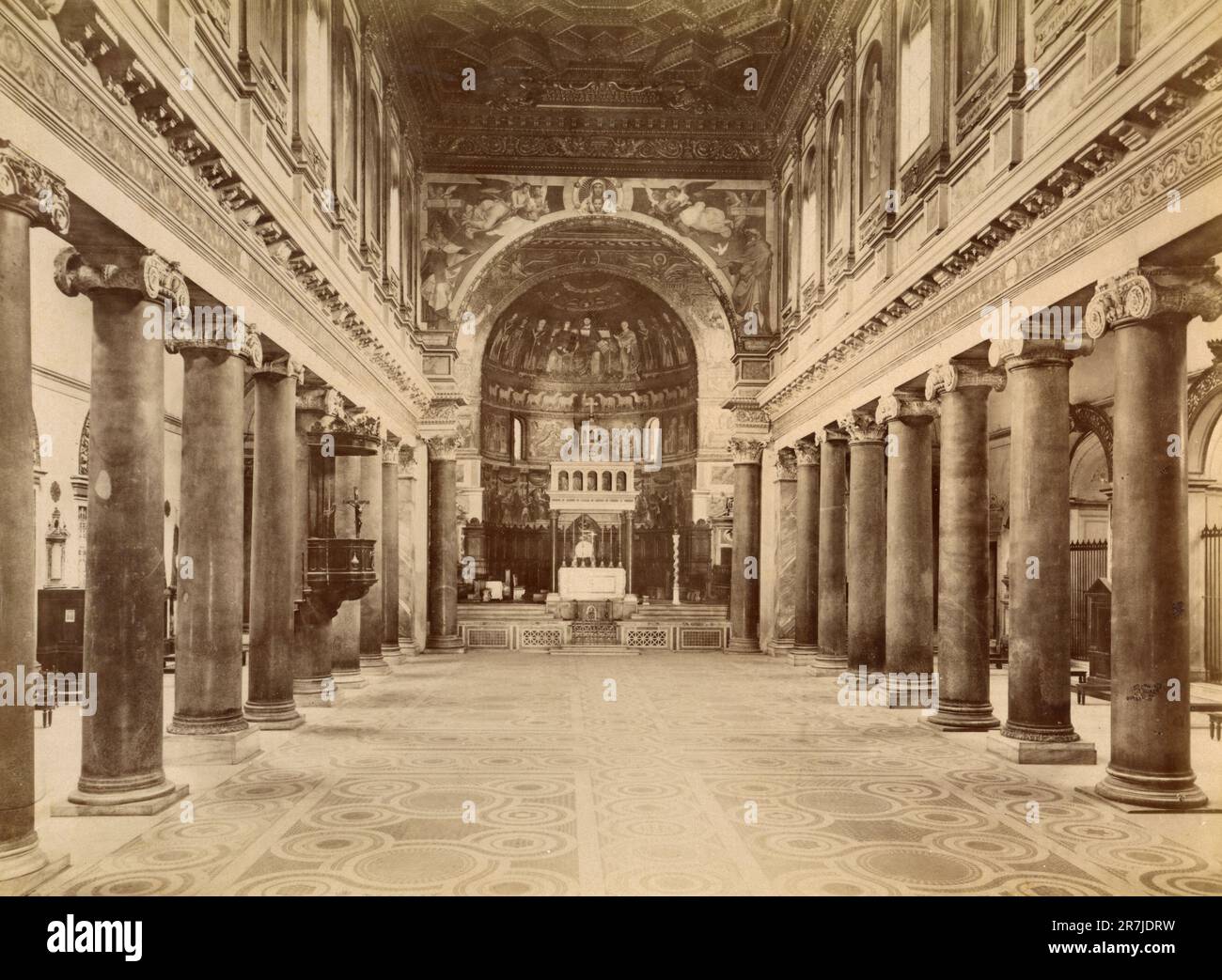 Innenansicht der Santa Maria in der Trastevere Basilika, Rom, Italien 1880er Stockfoto