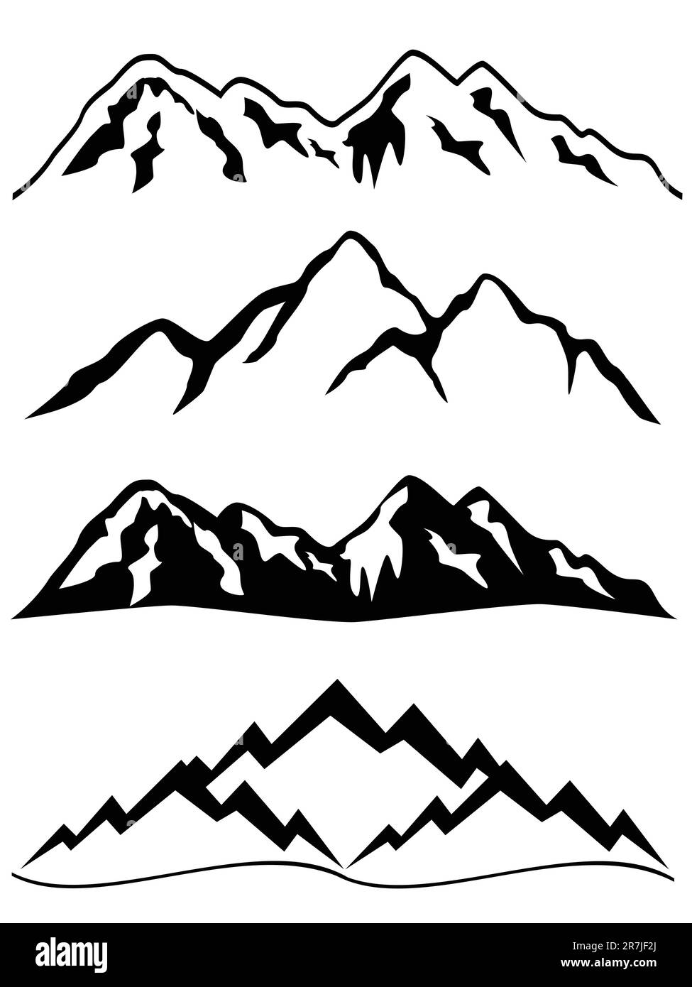 Berge mit schneebedeckten Gipfeln Stock Vektor