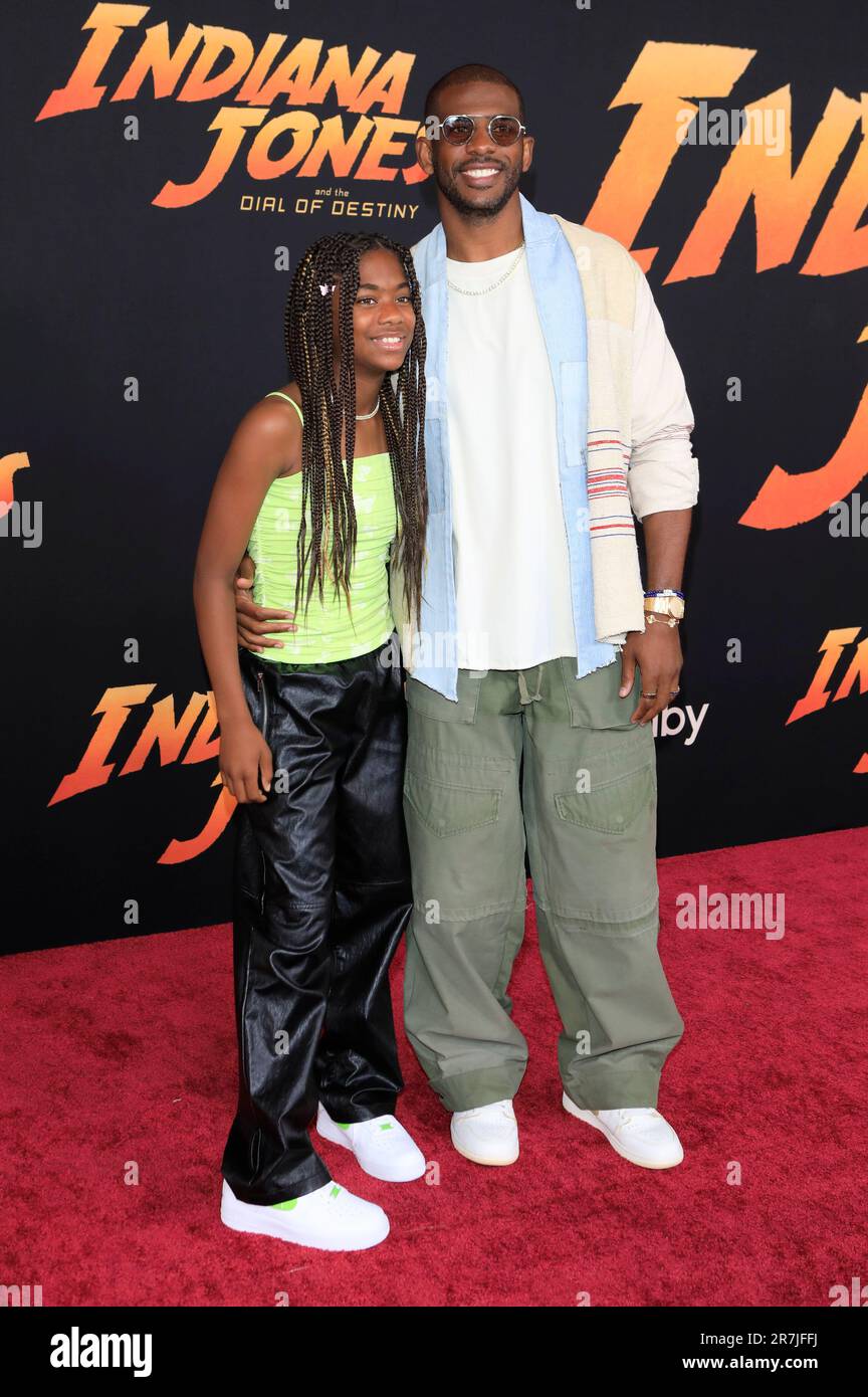 Camryn Paul und Chris Paul bei der Premiere des Kinofilms „Indiana Jones and the Dial of Destiny / Indiana Jones und das Rad des Schicksals“ im Dolby Theatre. Los Angeles, 14.06.2023 Stockfoto