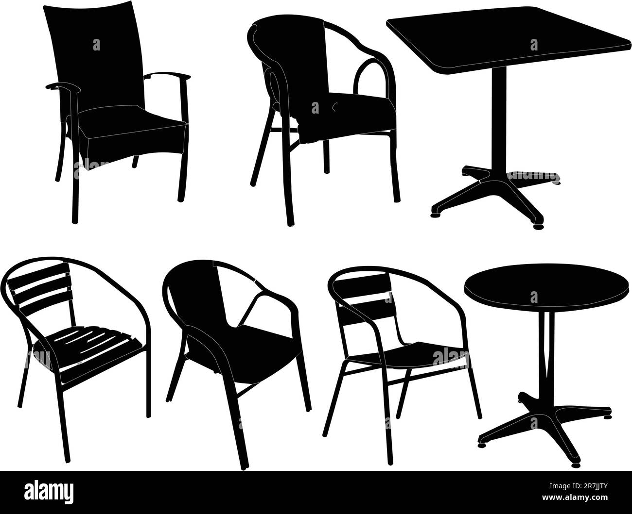 Illustration: Tische und Stühle - Vektor Stock Vektor