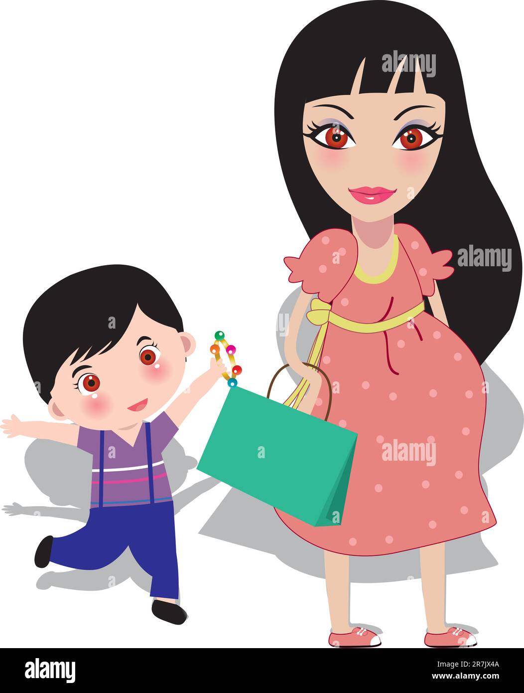 Schwangere Mutter mit Sohn Stock Vektor