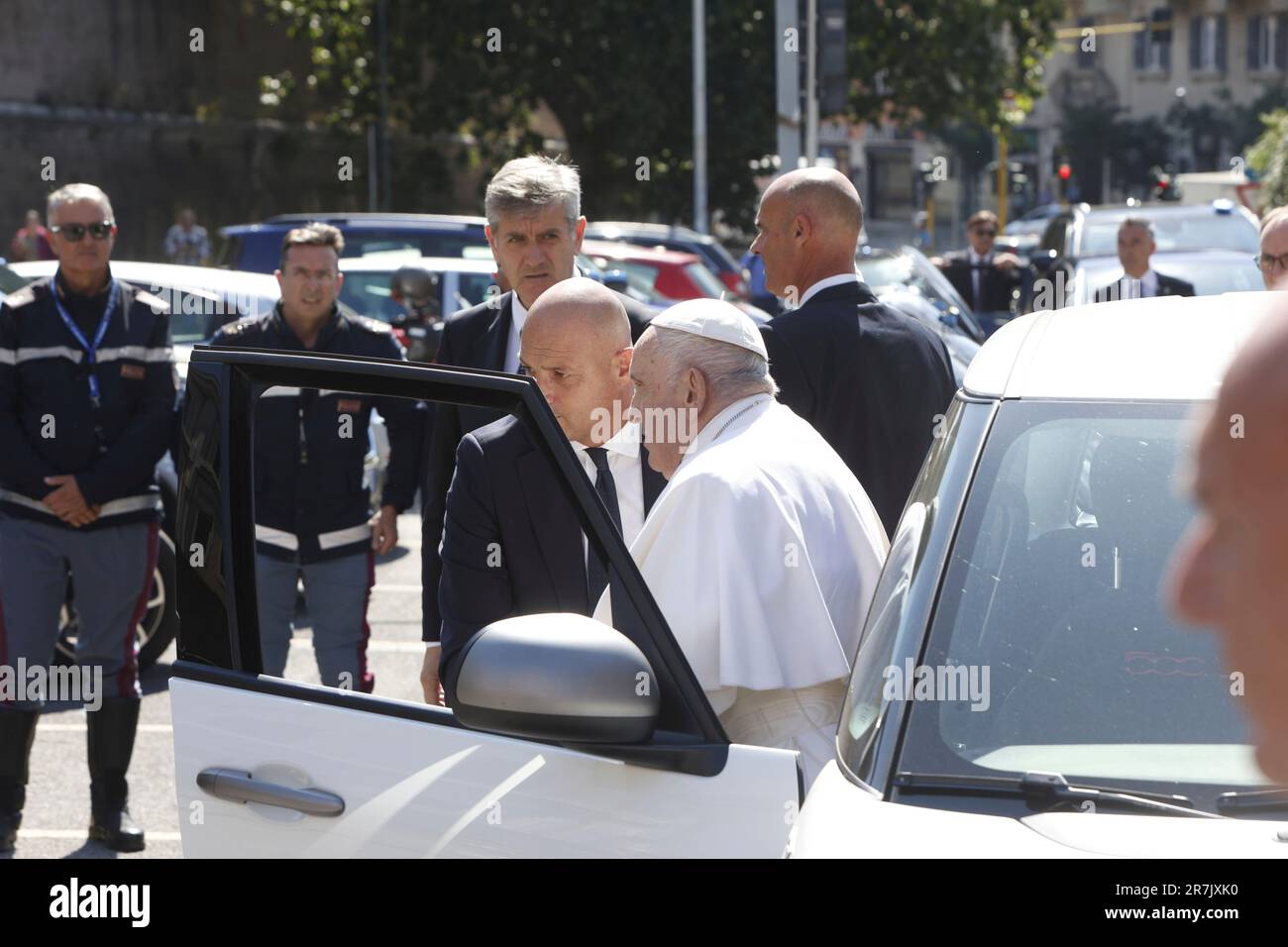 Pope Francis arrives at The Vatican Friday, June 16, 2023, nine days