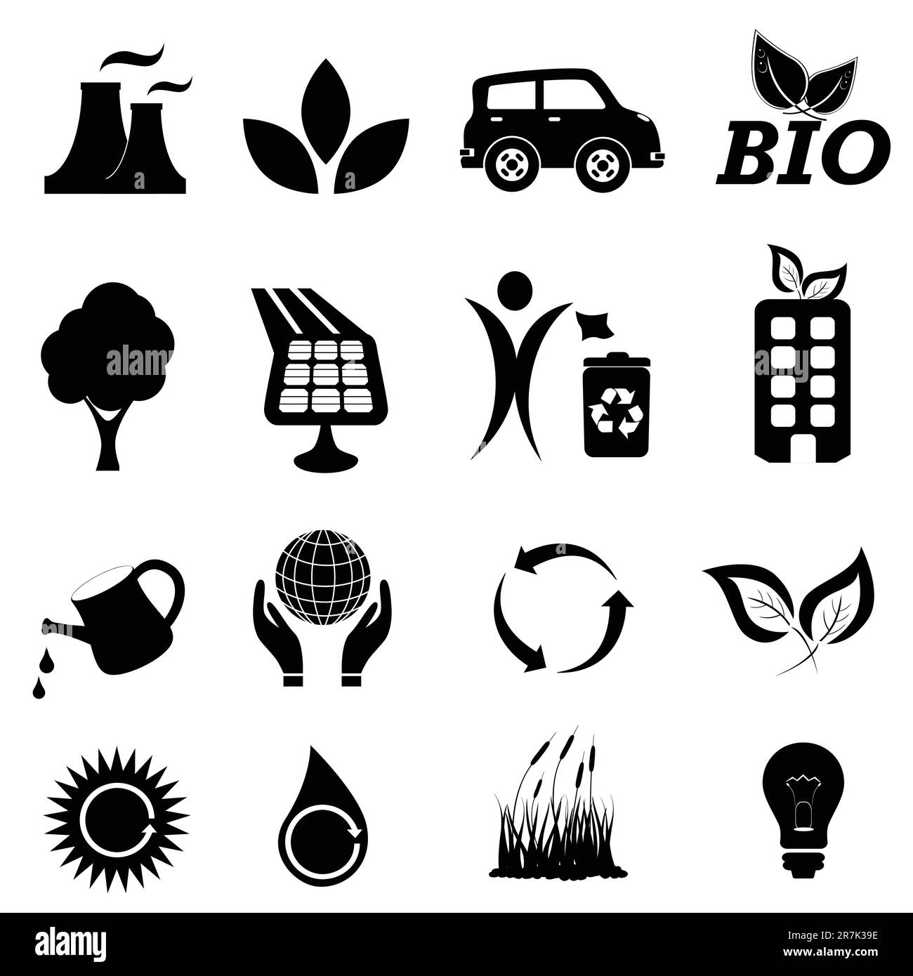 Ökologie- und umweltbezogene Symbole Stock Vektor