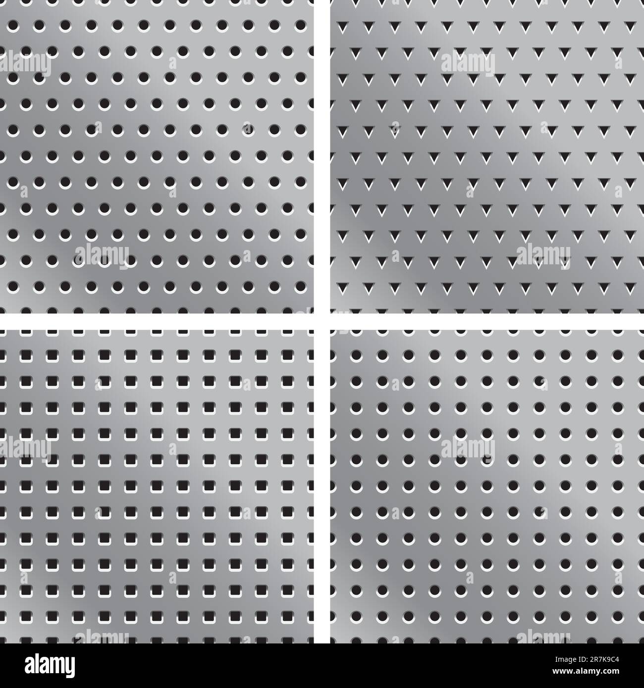4-Vektor-Metalltexturen mit Bohrungen Stock Vektor