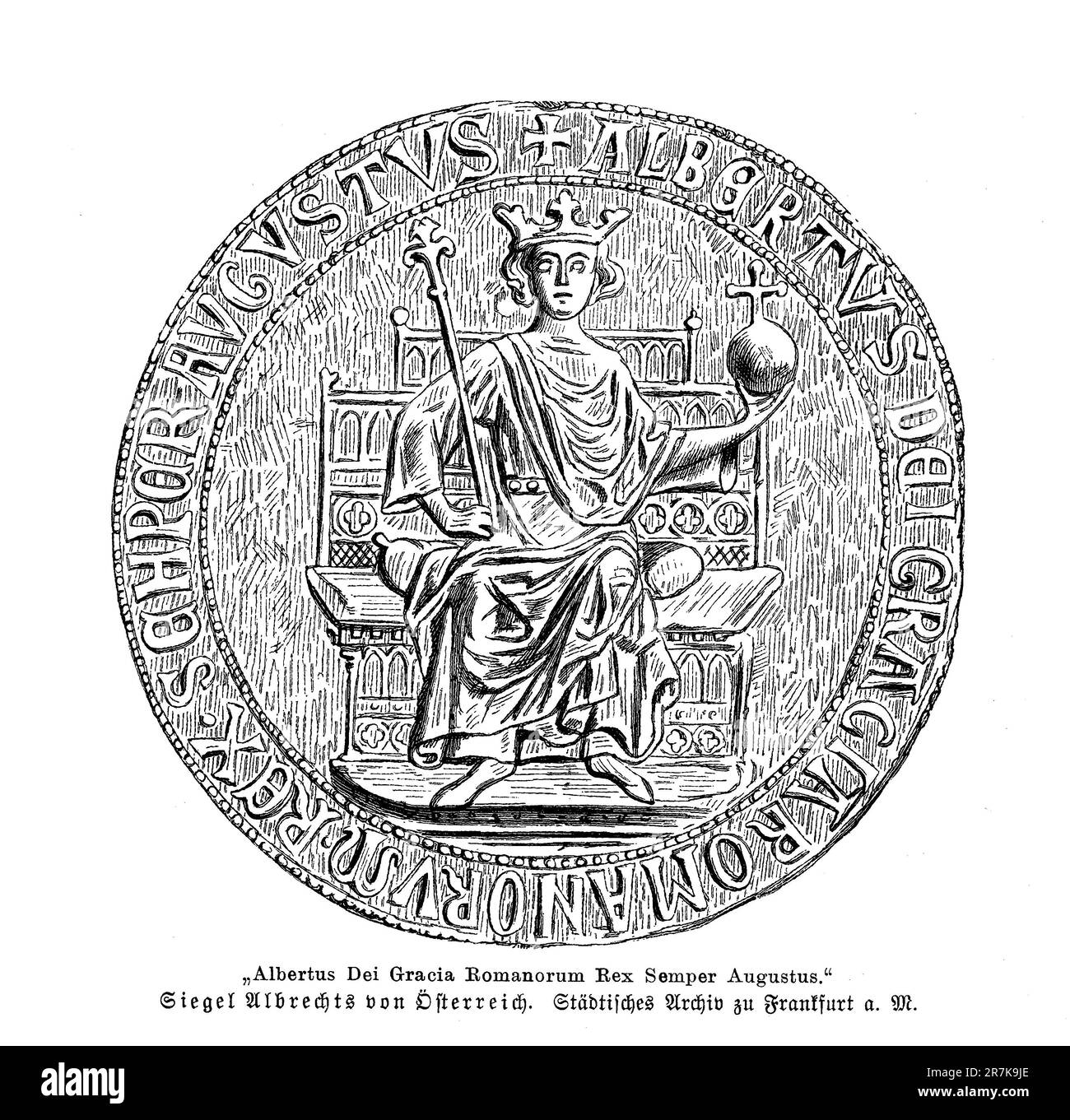 Siegel von Albert I. von Habsburg, Herzog von Österreich und Steiermark und König von Deutschland (13. Jahrhundert) Stockfoto