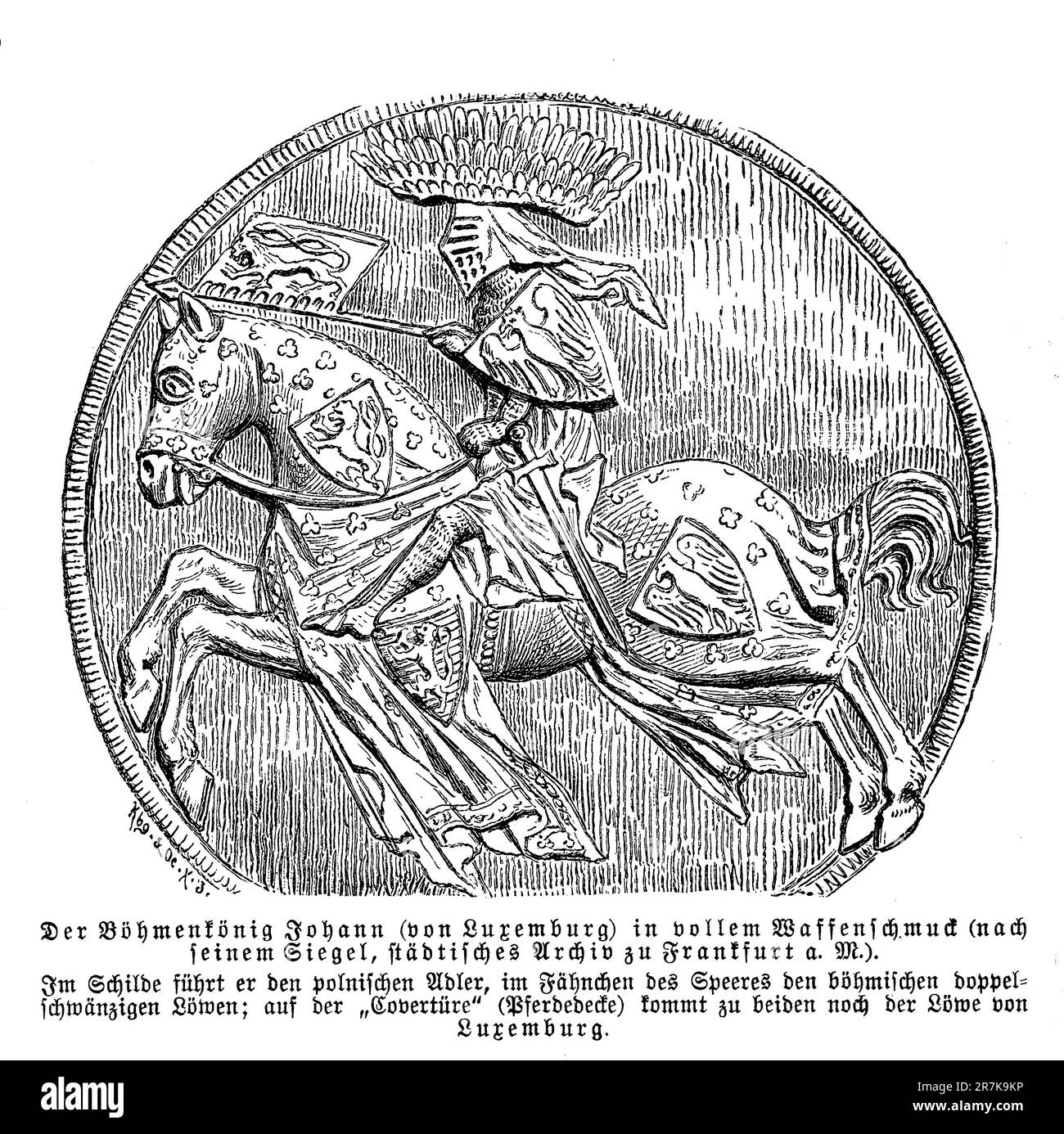 Siegel des Johann Grafen von Luxemburg und König von Böhmen und Polen (14. Jahrhundert) Stockfoto
