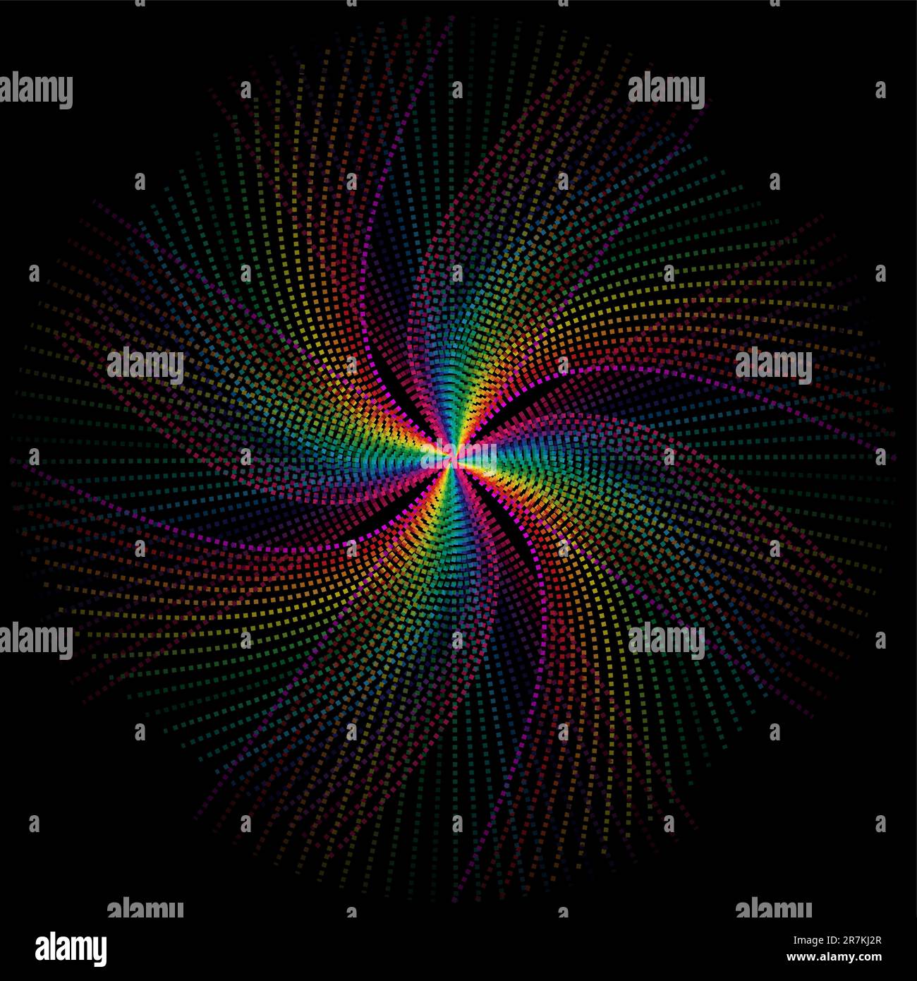 Abstrakter Hintergrund - mehrfarbige gepunktete Linien auf schwarzem Hintergrund Stock Vektor