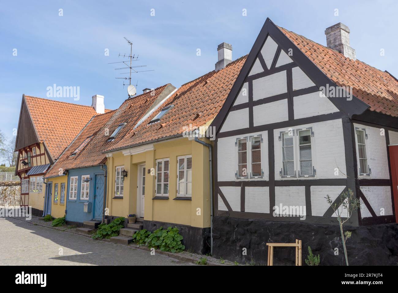 Historische Häuser in Sonderborg, Kirkegrade, Dänemark Stockfoto