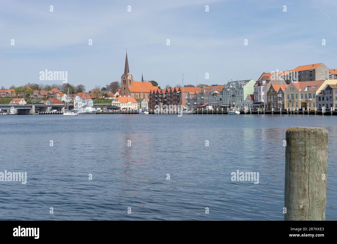 Blick auf Sondersborg in Dänemark vom Wasser aus Stockfoto