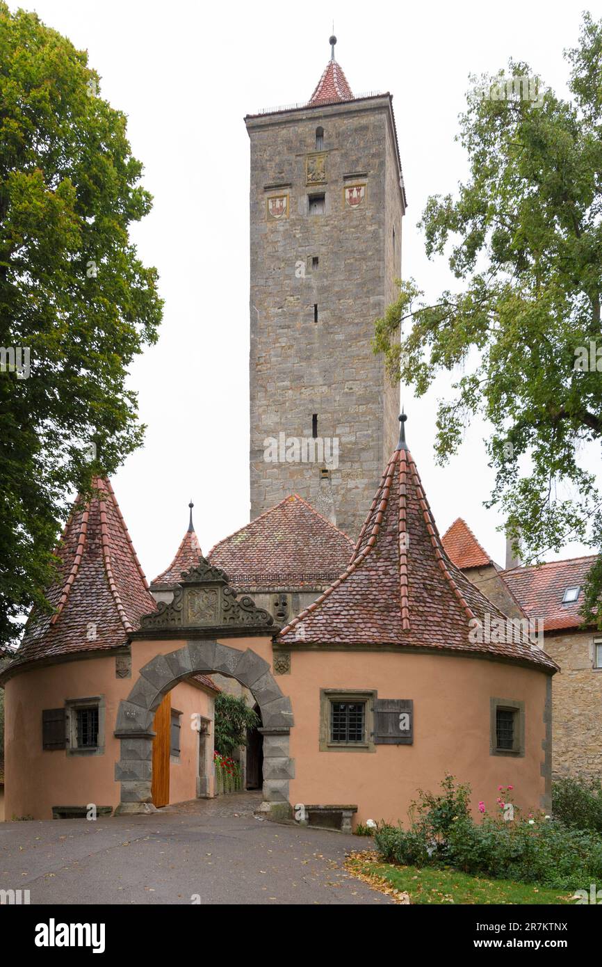 Burgtor in Rothenburg ob der Tauber. Stockfoto