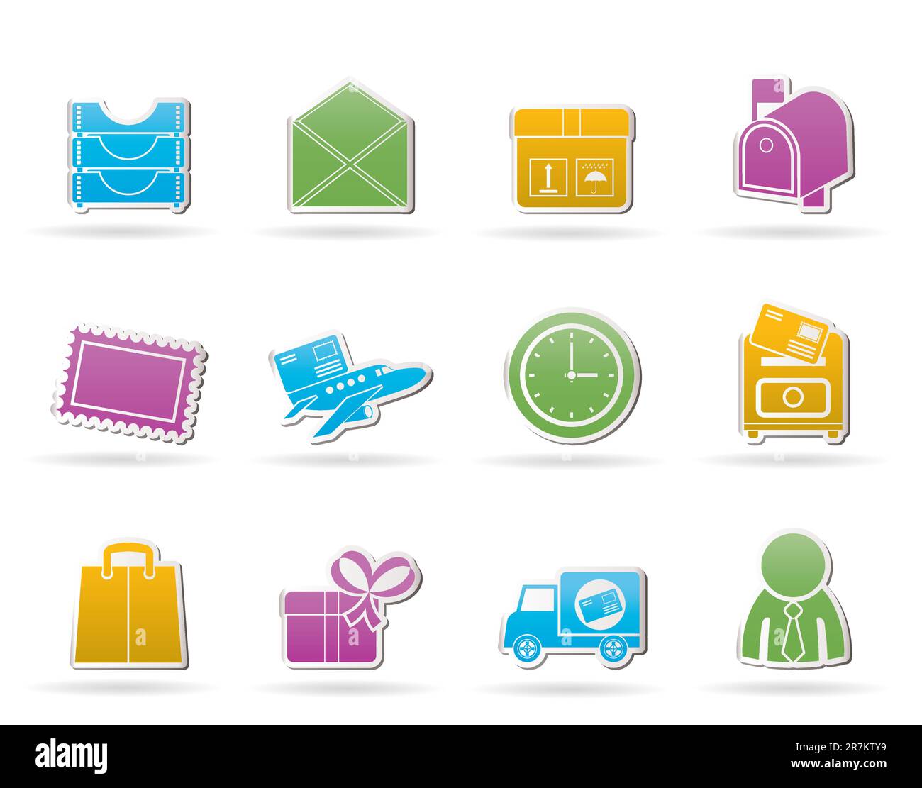 Post, Korrespondenz und Office Icons-Vektor Icon Set Stock Vektor