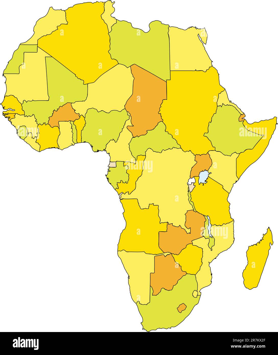politische Karte von Afrika mit Land Gebiete in verschiedenen Farben Stock Vektor