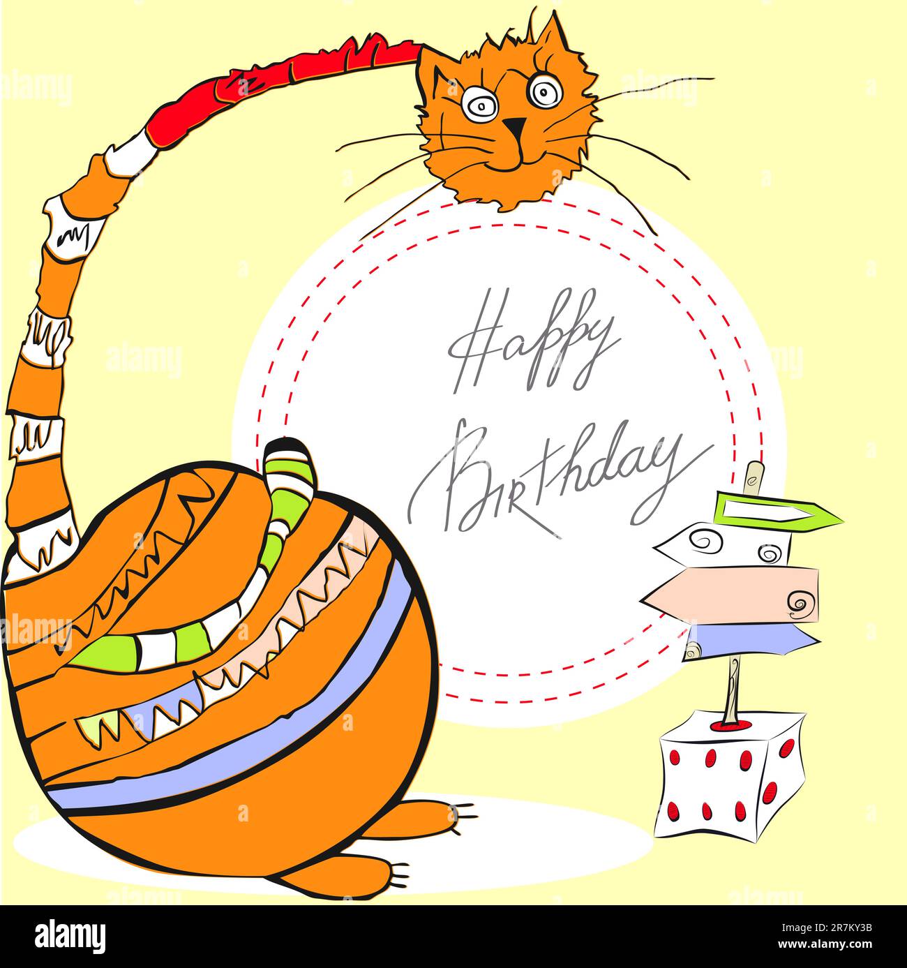 Geburtstagskarte mit Happy Cat Stock Vektor