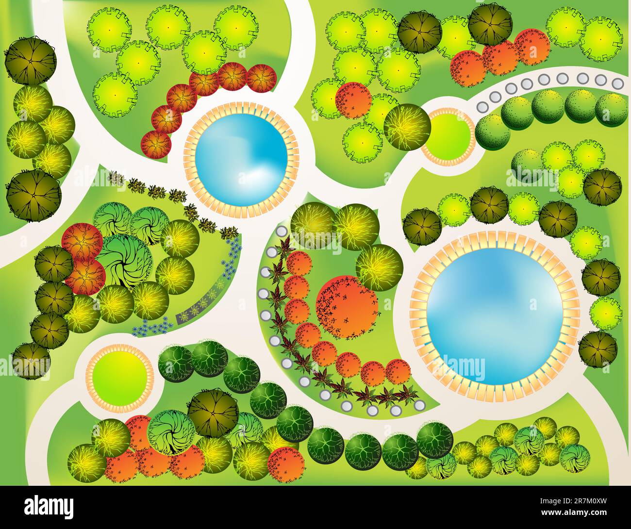 Farbschema von dekorativen Gartenpflanzen Stock Vektor