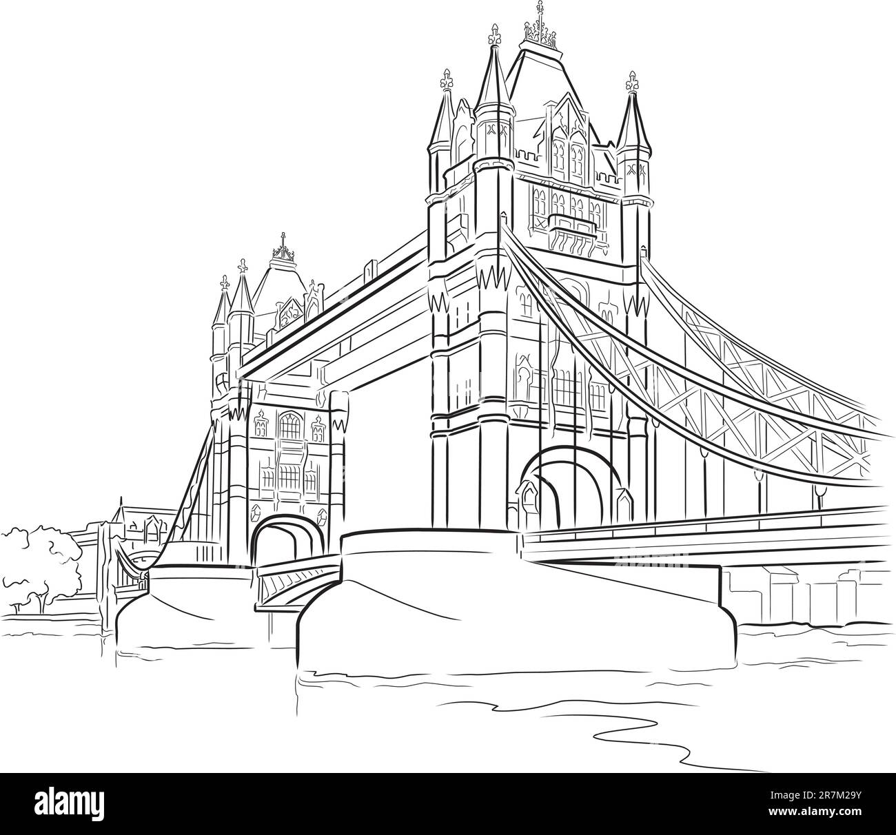 Drawing Tower Bridge in London, Großbritannien Stock Vektor
