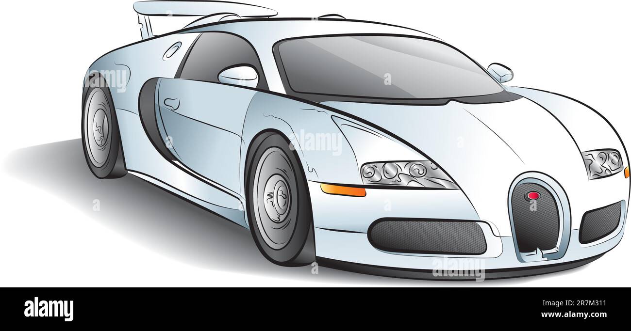 Zeichnung des weißen, teuren Autos, Vektordarstellung Stock Vektor