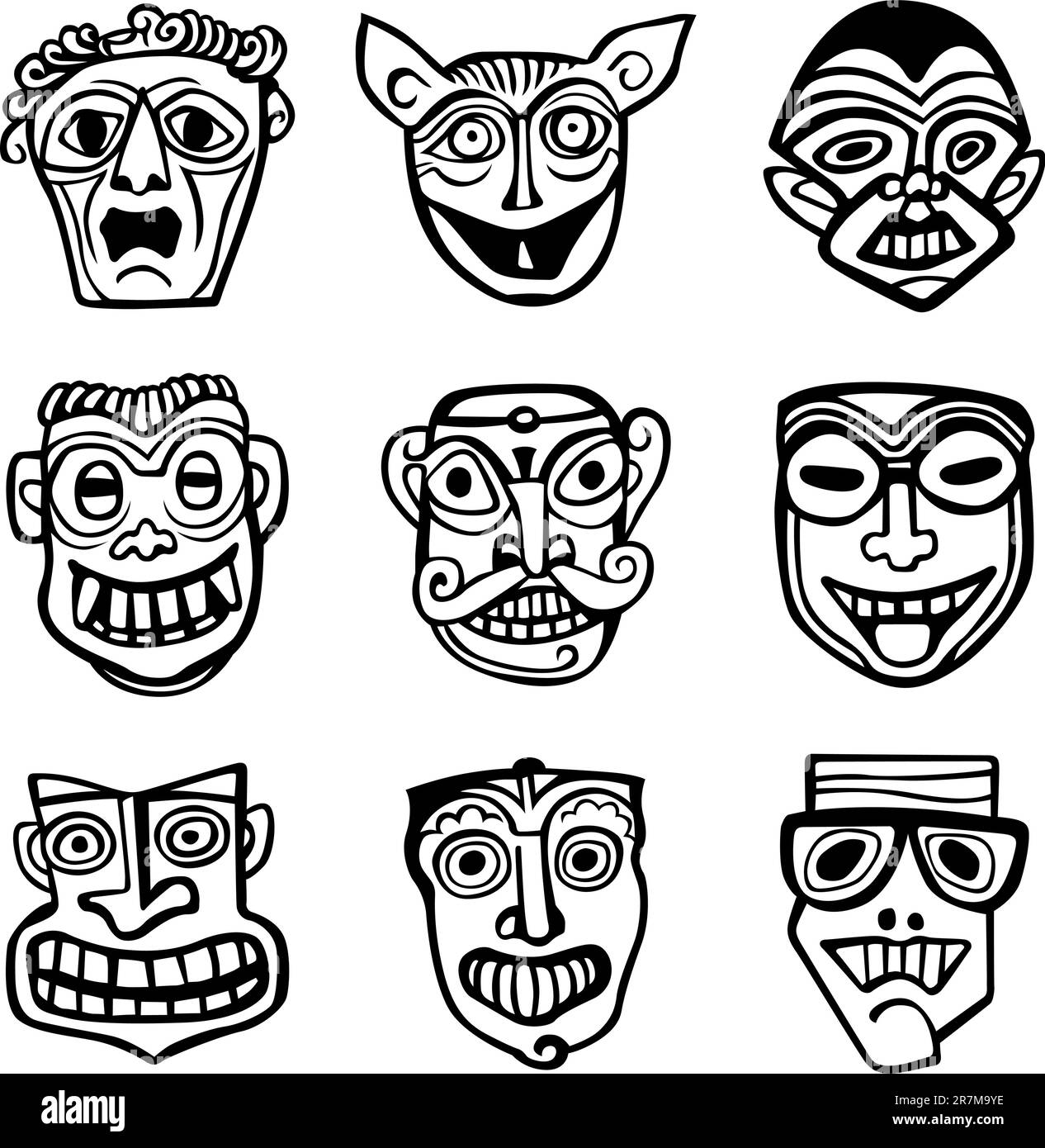 Masken auf Weiß Stock Vektor