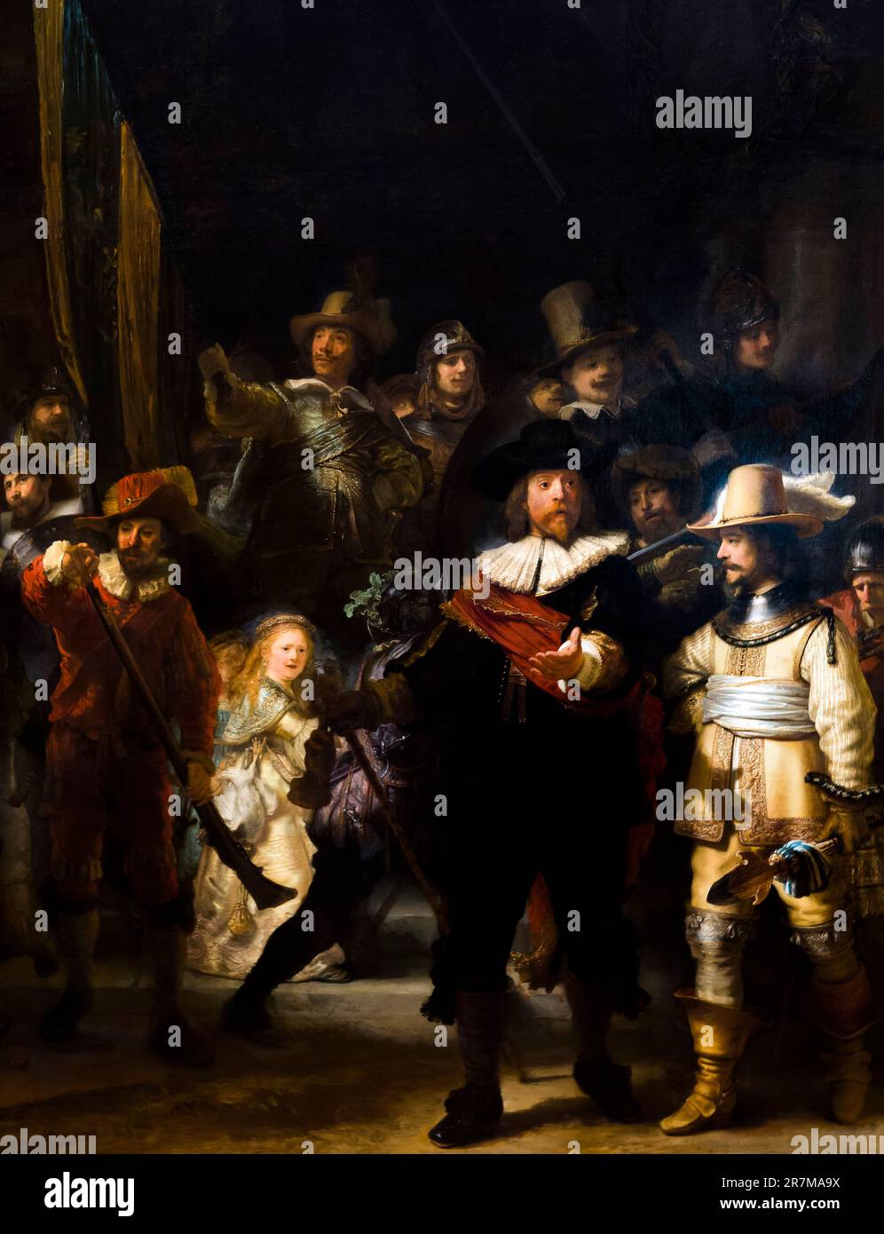 Die Nachtwache, Miliz Kompanie des 2. Distrikts unter dem Kommando von Captain Frans Banninck Cocq, Rembrandt, 1642, Rijksmuseum, Amsterdam, Niederlande Stockfoto