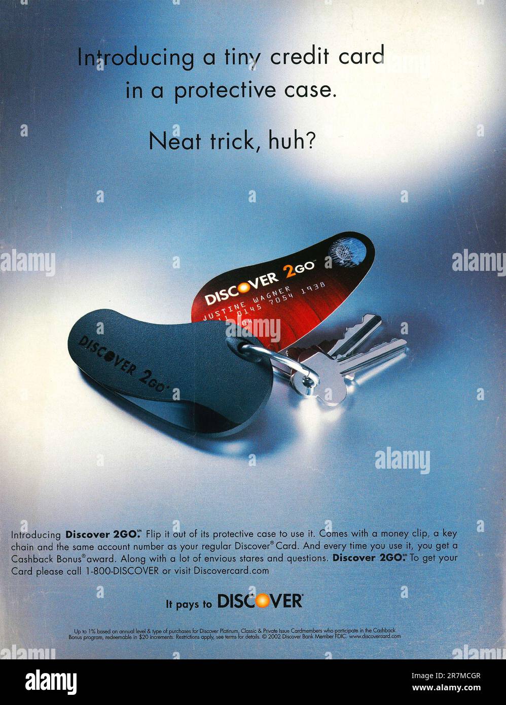 Entdecken Sie die Anzeige für 2GO-Karte, Kreditkarte in einem Magazin 2002 Stockfoto