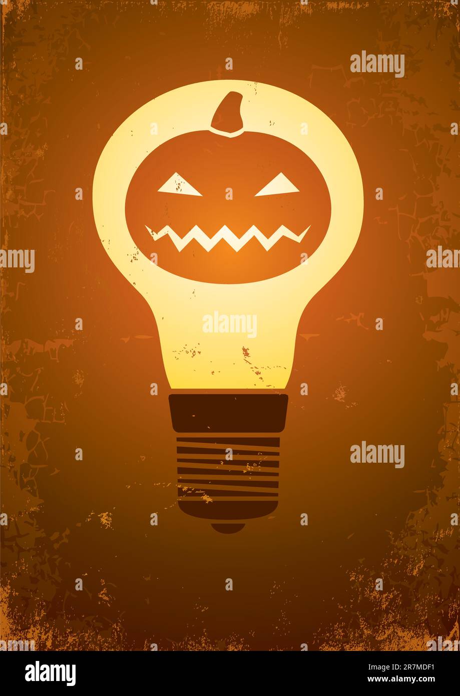 Die Glühbirne brennt im Kürbis Stock Vektor