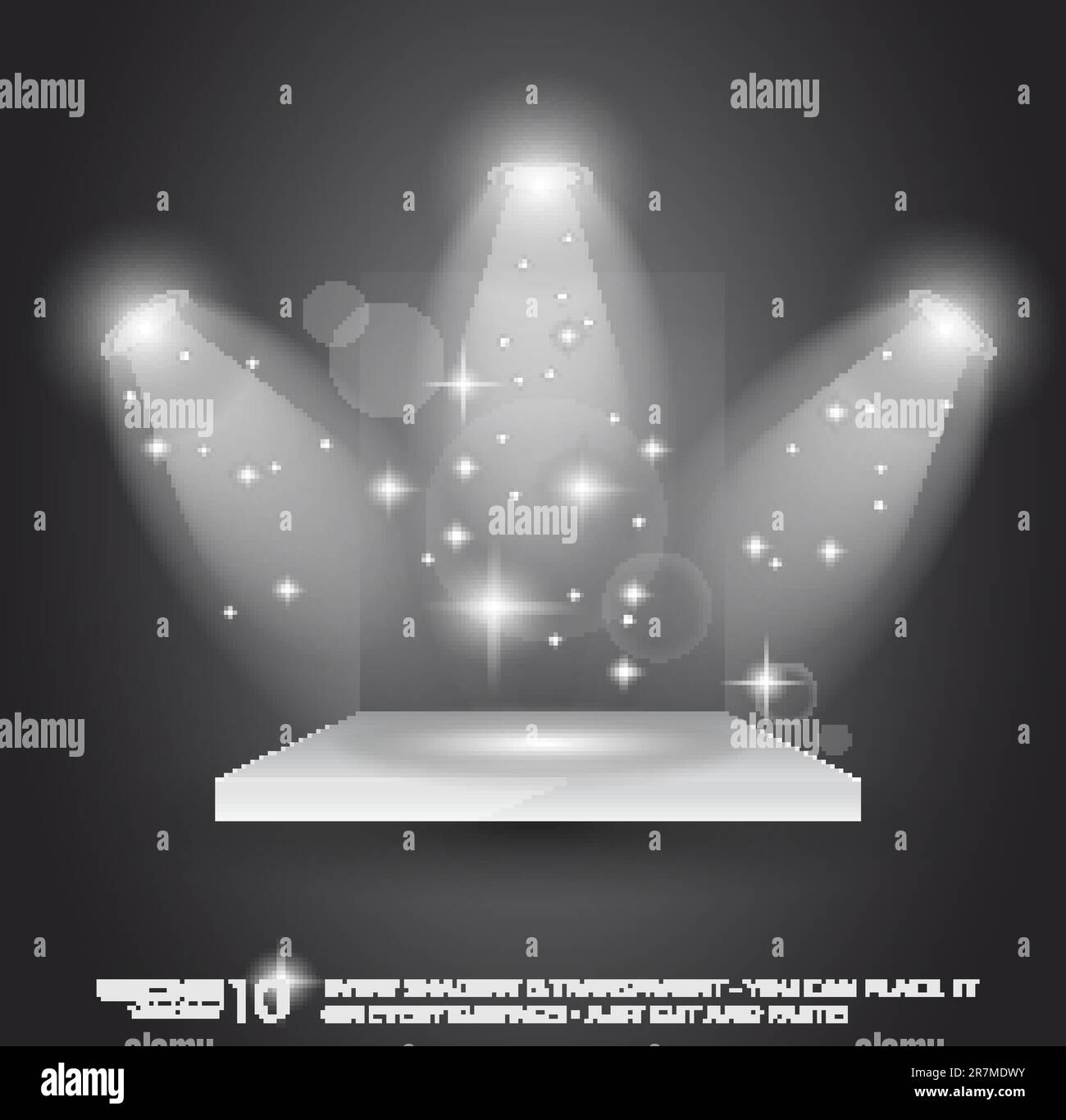 Magic Spotlights mit Lichtstrahlen und Leuchteffekt für Menschen oder Produktwerbung. Stock Vektor