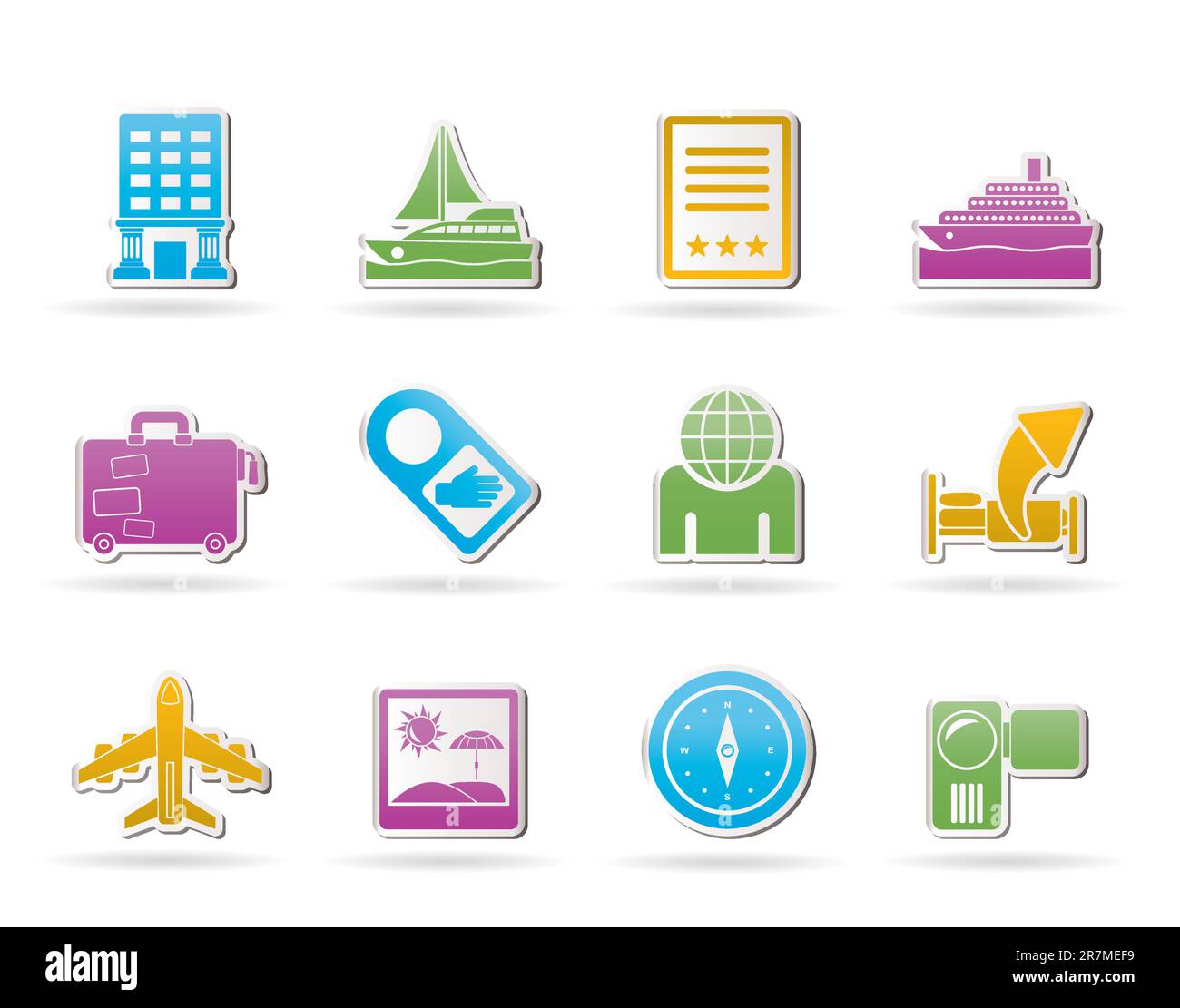 Reisen, Urlaub und Ferien icon-Vektor Icon Set Stock Vektor