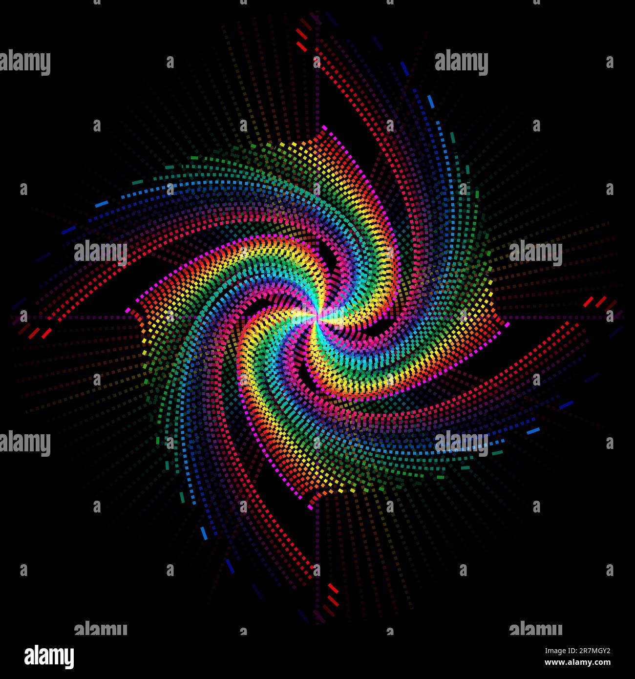 Abstrakter Hintergrund - mehrfarbige gepunktete Linien auf schwarzem Hintergrund Stock Vektor