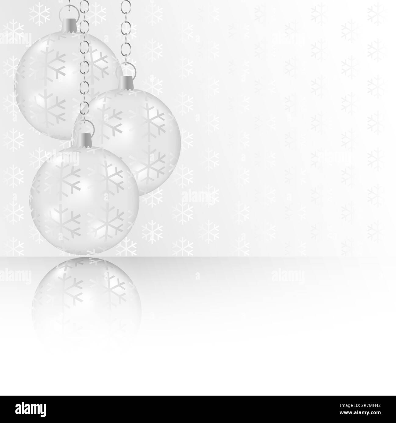 Weihnachtskugeln auf abstrakte silbernem Hintergrund - mit Exemplar Stock Vektor