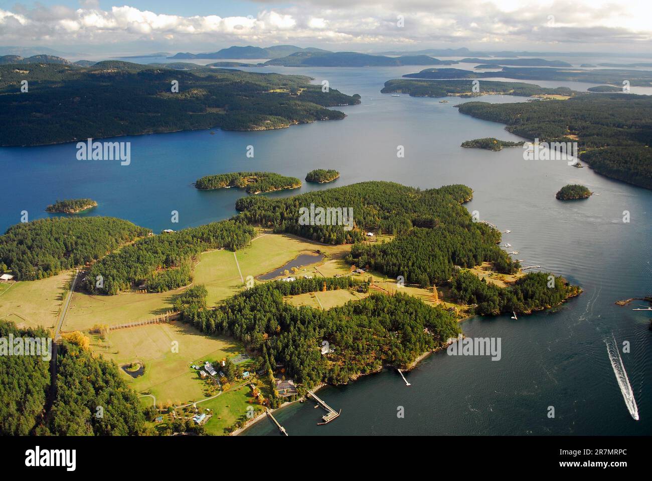 Luftaufnahme von Orcas Island, San Juans Islands, WA, USA Stockfoto