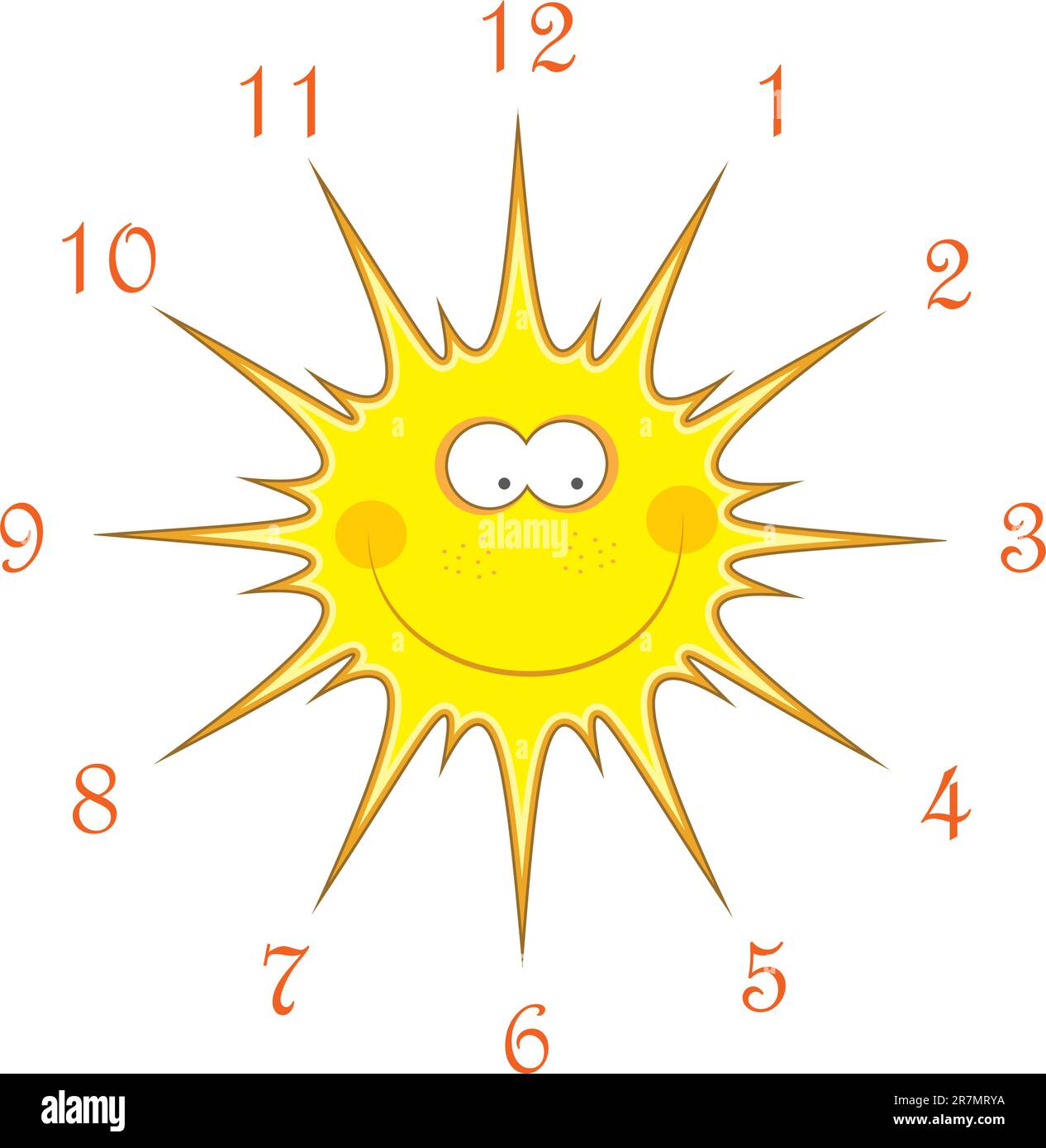 Süße Sonne und Uhren. Vektordarstellung. Stock Vektor Süße Sonne und Uhren. Vektordarstellung. Stock Vektor