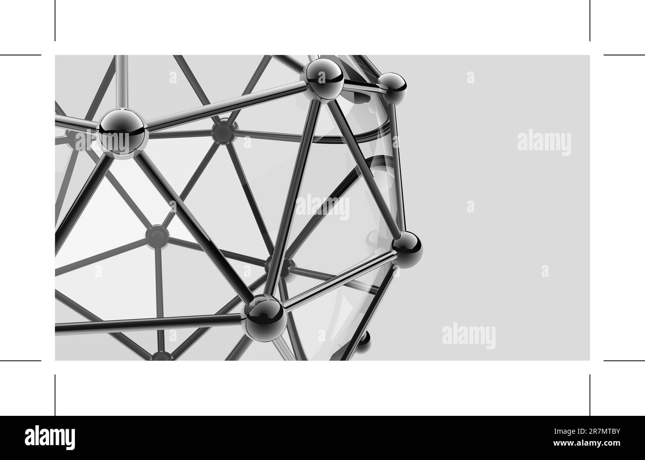 Wissenschaftliches 3D-Modell des Moleküls, eines Atoms aus Metall und Glas Stock Vektor
