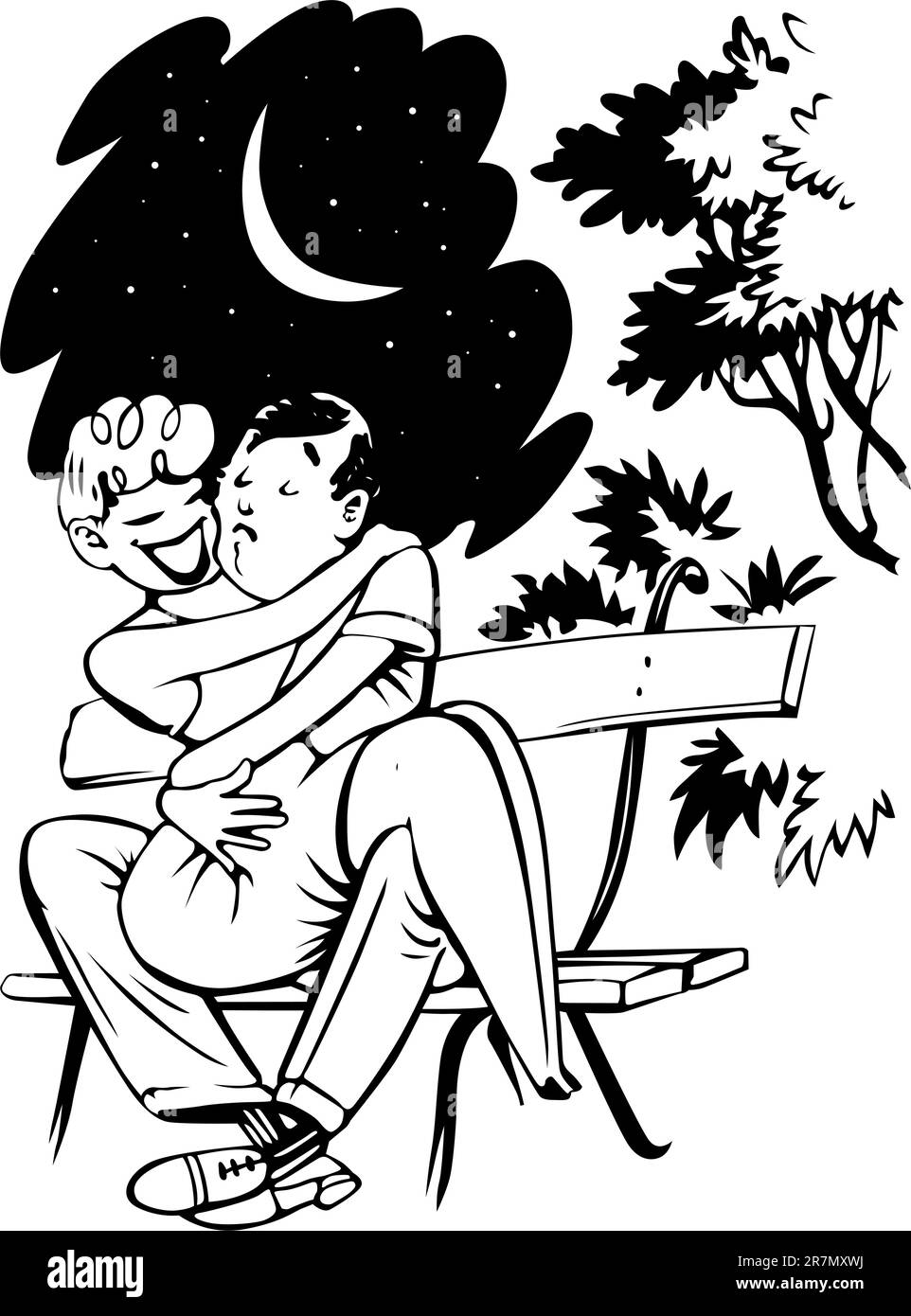 Liebhaber bei der Verabredung in der Nacht Stock Vektor