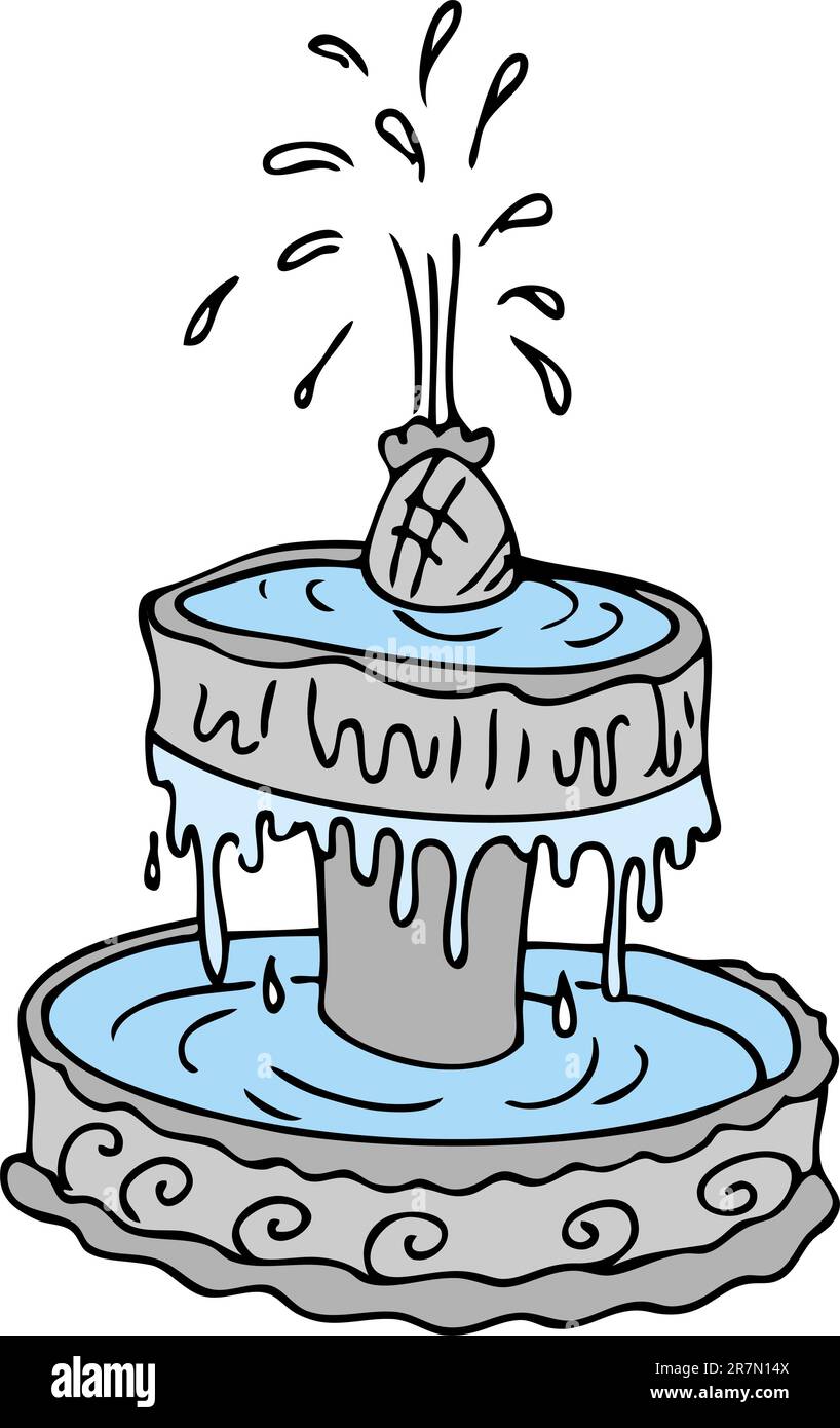 Ein Bild von einer Cartoon-Wasser-Brunnen. Stock Vektor
