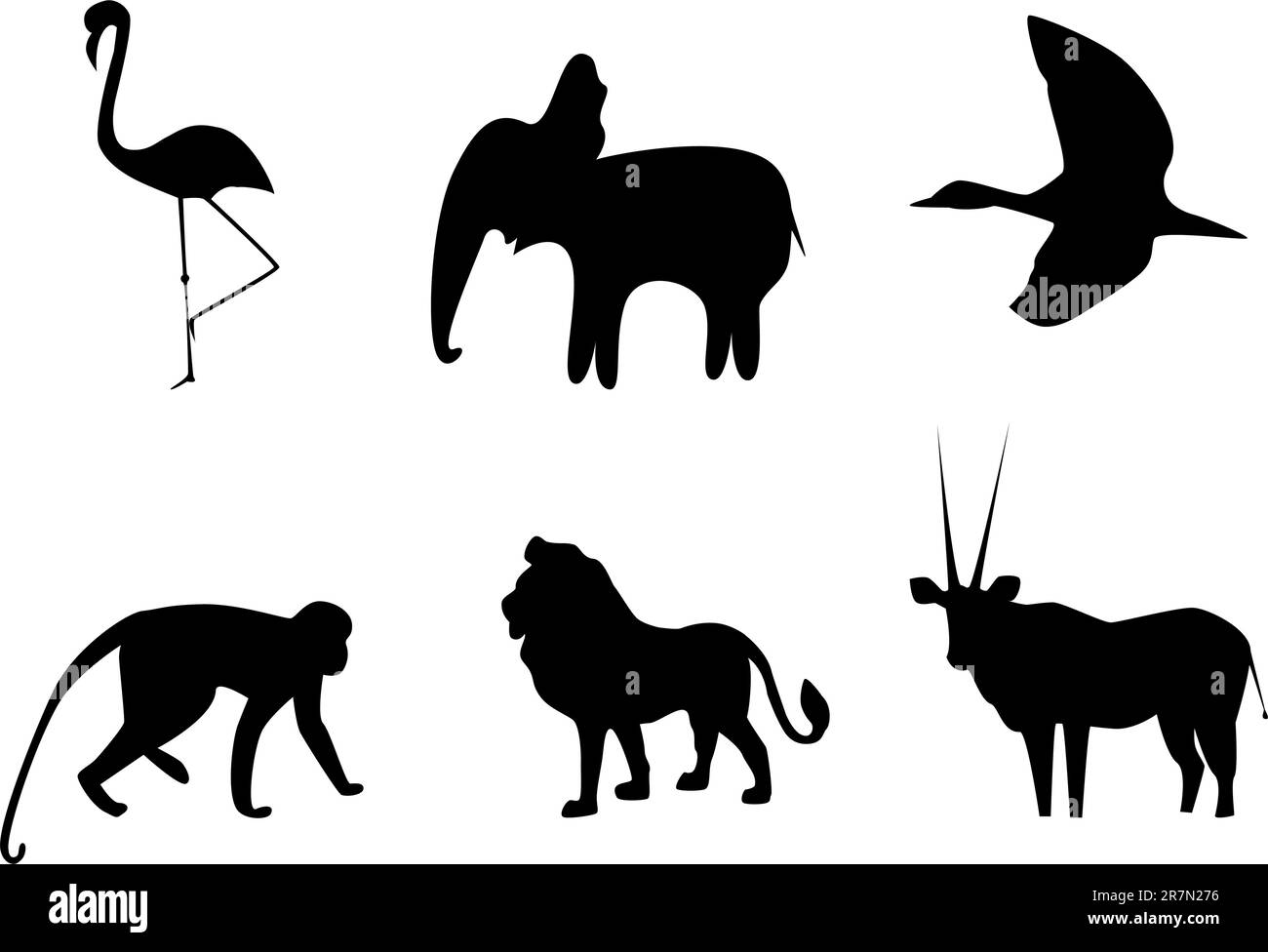 Das Vektorbild der Silhouetten afrikanischer Tiere Stock Vektor