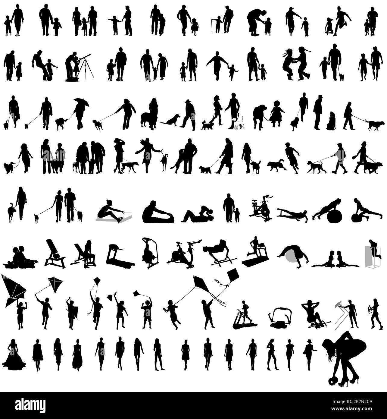 Vektordarstellung von Fitness-Silhouetten Stock Vektor