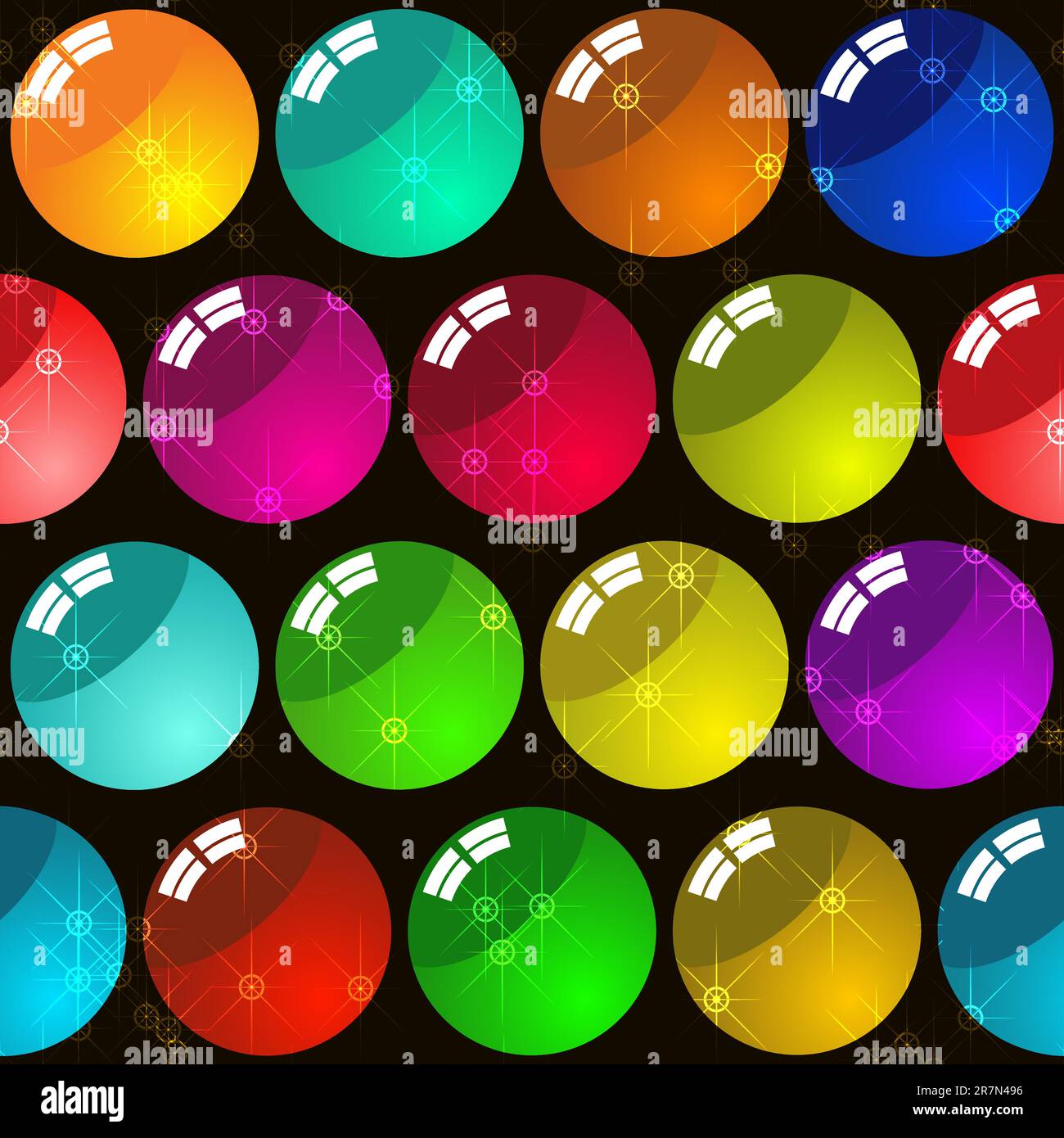 Abstrakte Eleganz im Hintergrund mit mehrfarbigen Glaskugeln. Vektordarstellung. Nahtloses Muster. EPS-10. Stock Vektor