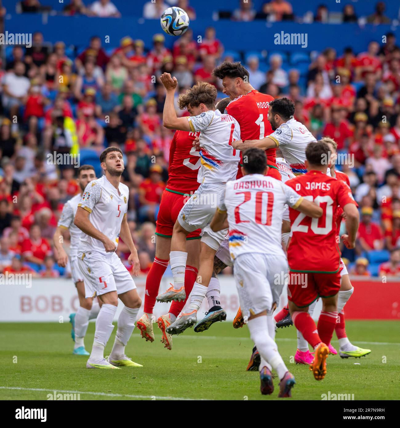 Cardiff, Wales, 16. Juni 2023, Wales gegen Armenien, Qualifikatoren der Euro 2024: Action aus dem Spiel Wales gegen Armenien Stockfoto