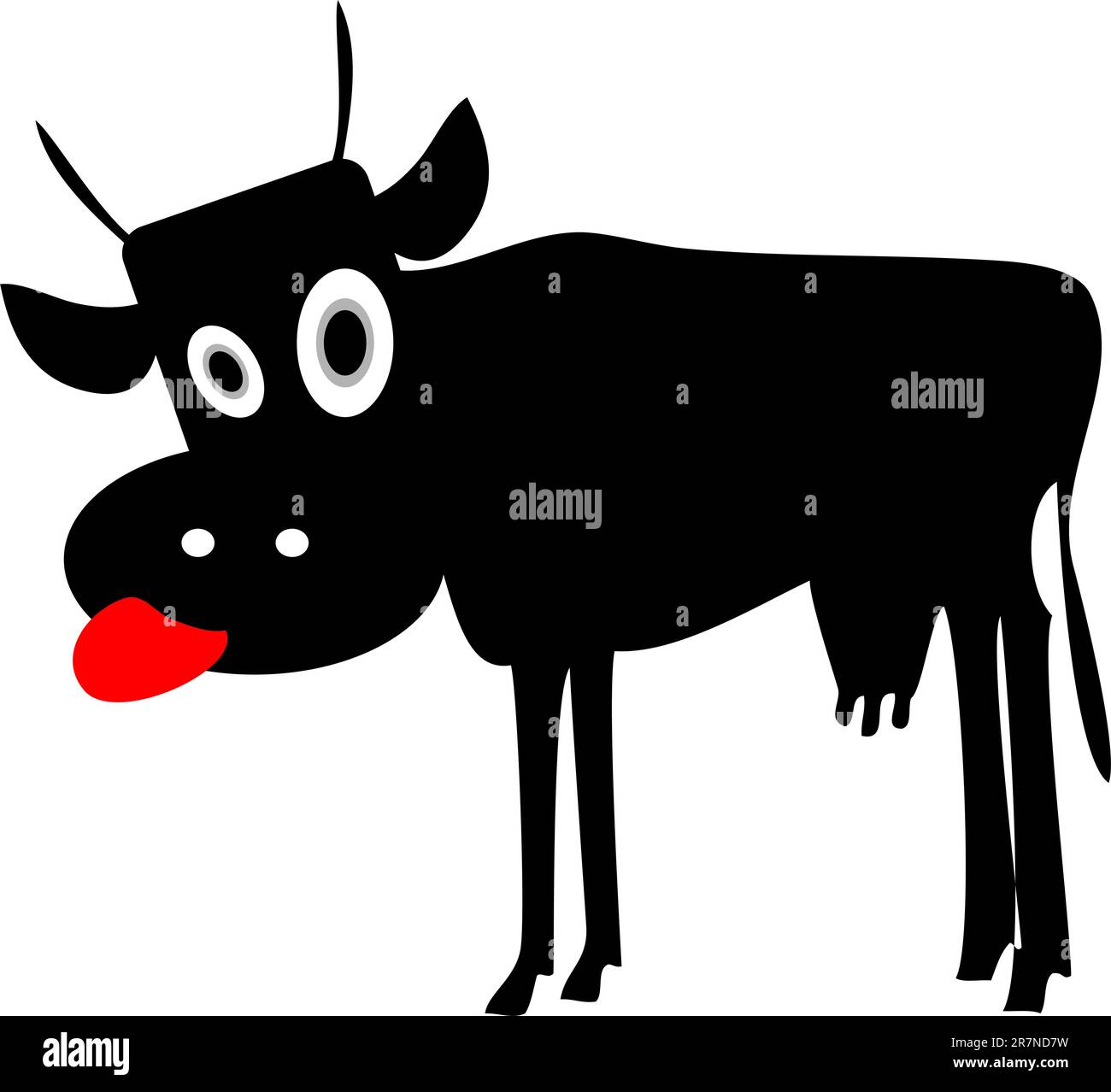 Die Silhouette „Vector Mad Cow“. Lustige Zeichentrickfigur, Illustration, Marke Stock Vektor