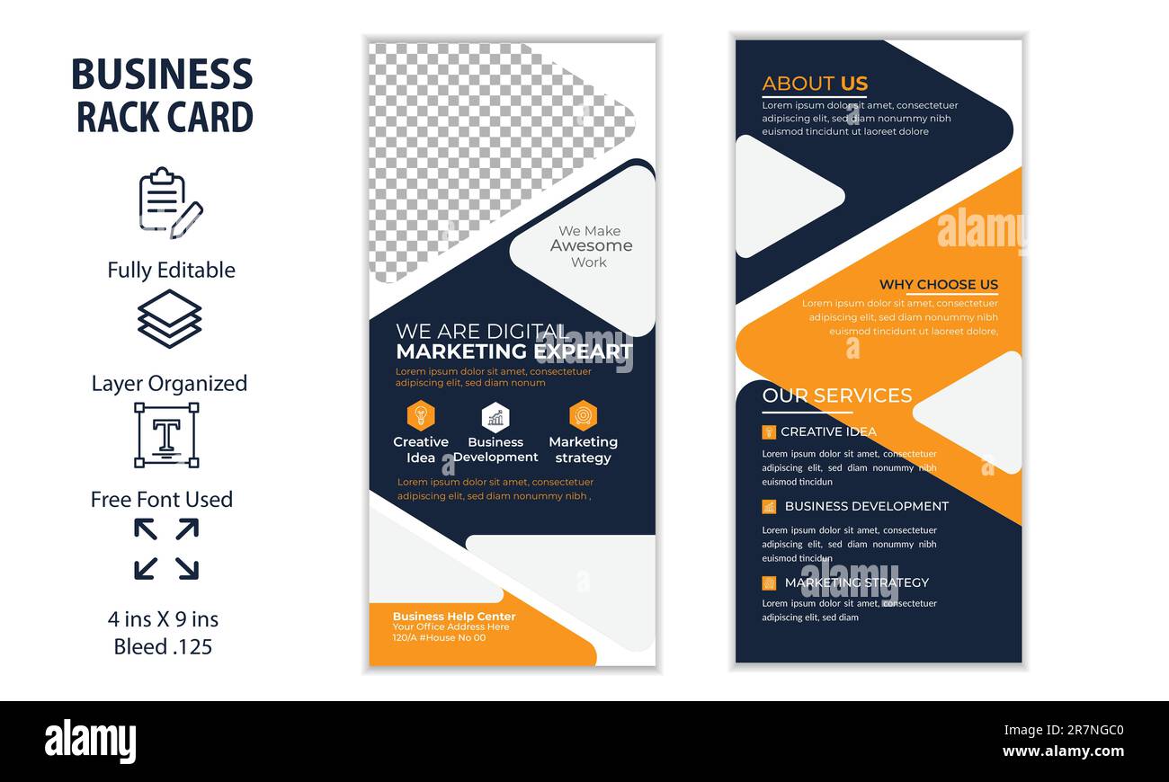 Corporate Business Moderne DL Flyer Rack Card Vorlage einzigartiges Design Stock Vektor